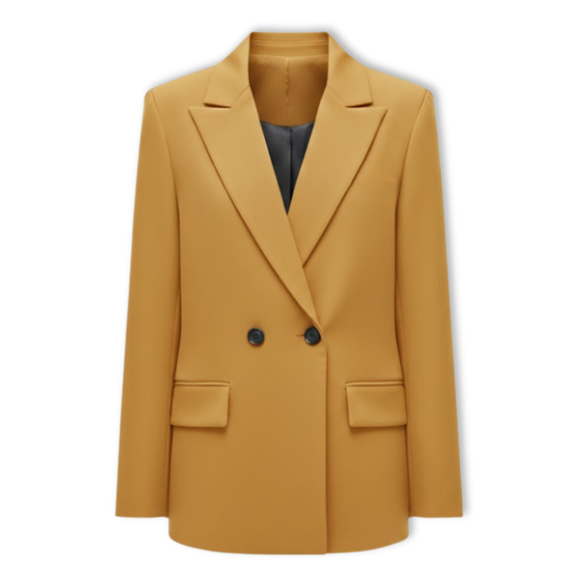 Women's Double Breasted Blazer Notched Lapel Long Sleeve Loose Fit Office Jacket