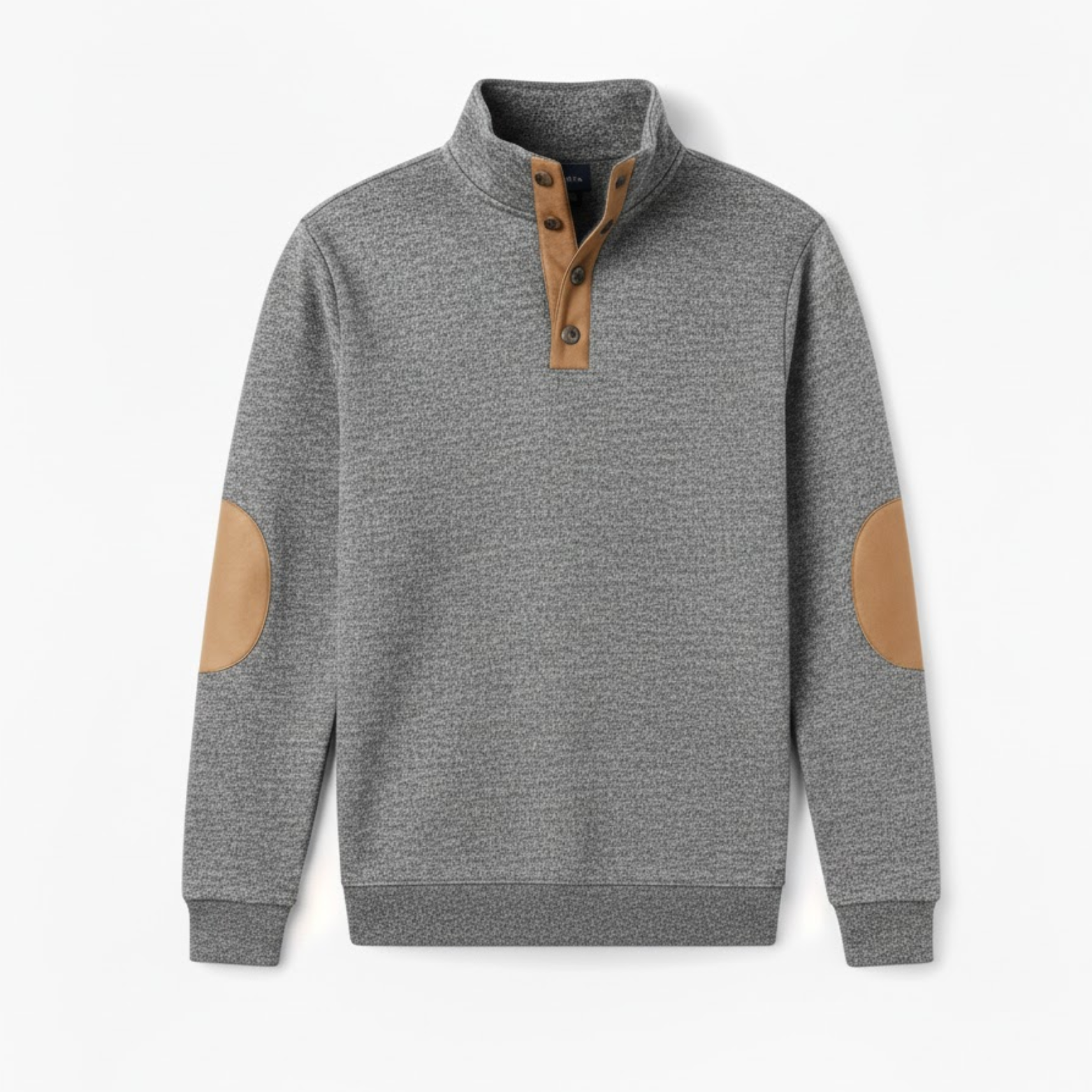 Men's Quarter Button Stand Collar Pullover Patchwork Long Sleeve Leisure Sweatshirt