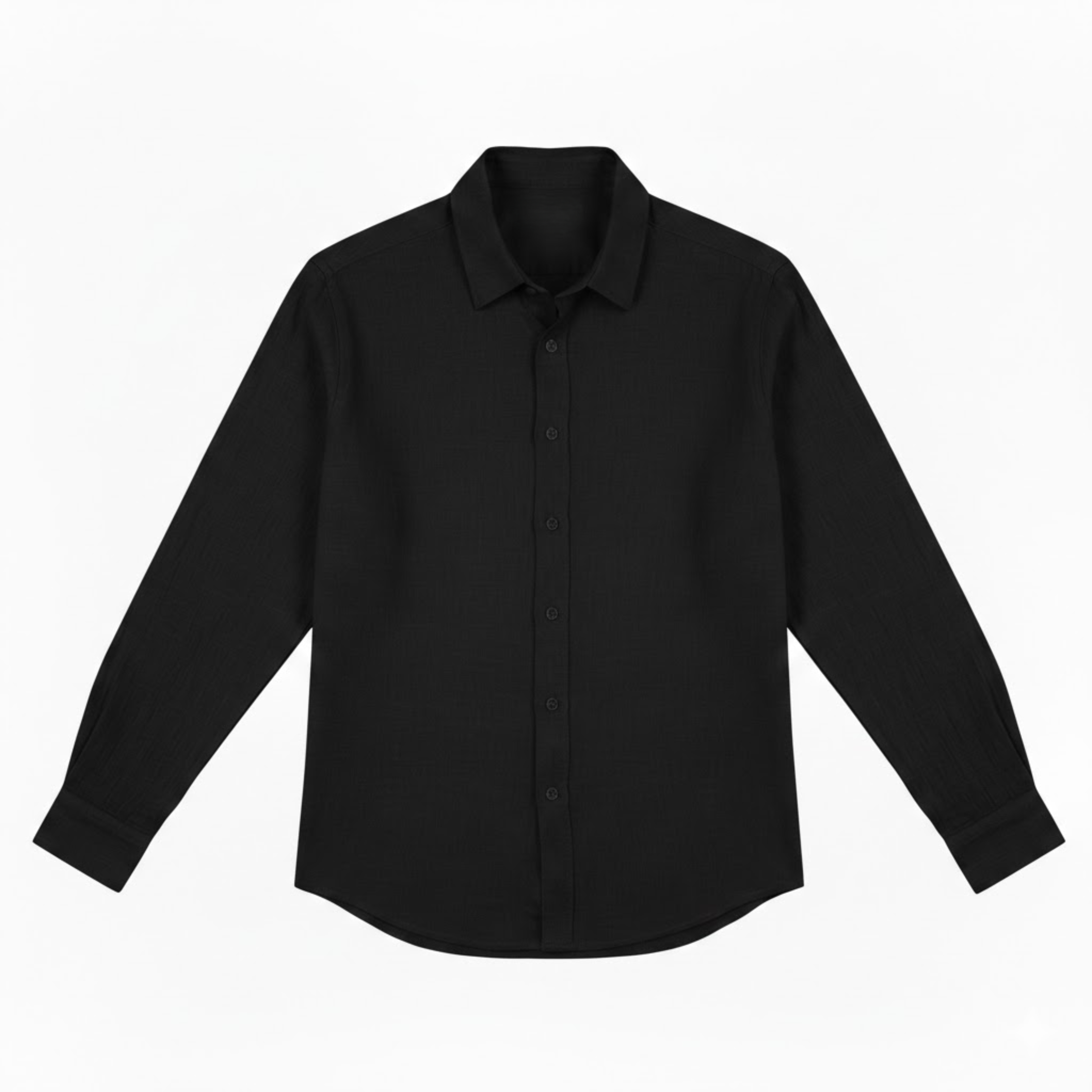 Men's Cotton Linen Shirt Long Sleeve Turn-Down Collar Casual Single Breasted Top