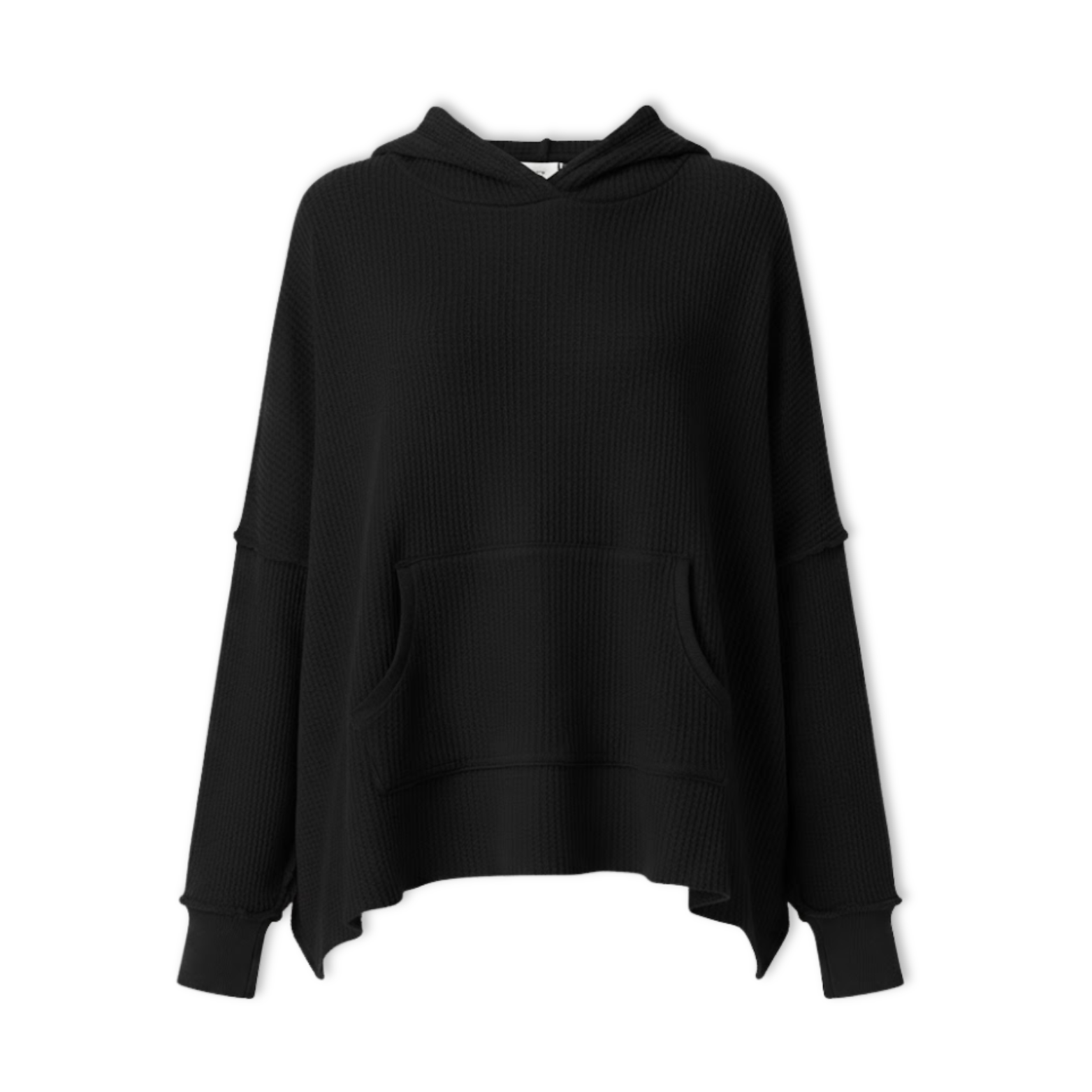 New Waffle Oversized Hoodies Women Long Sleeve Patchwork Jogger Sweatshirt