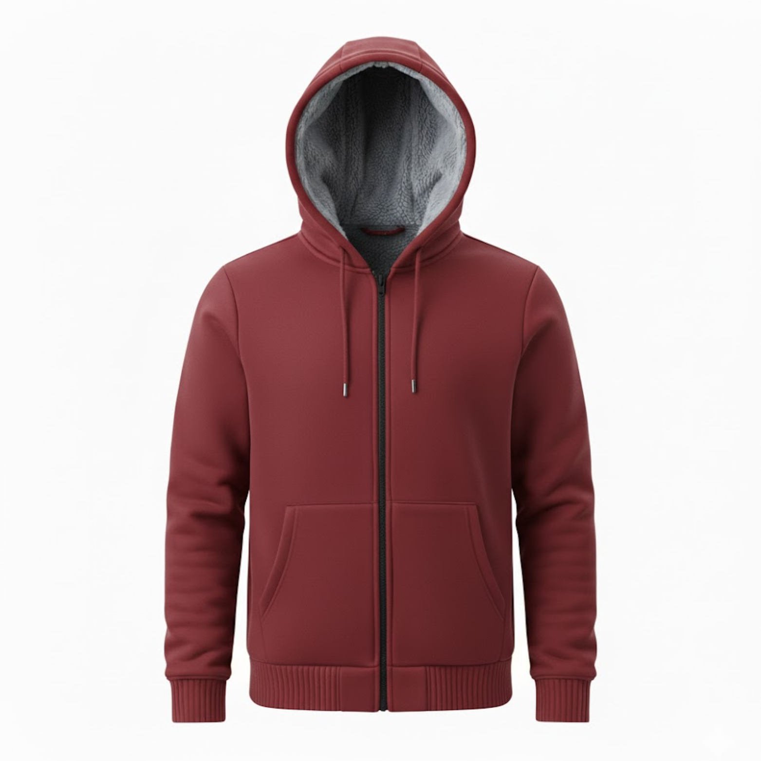 Men's Fleece Lined Zip Up Hoodie Thickened Oversized Hooded Sweatshirt Jacket