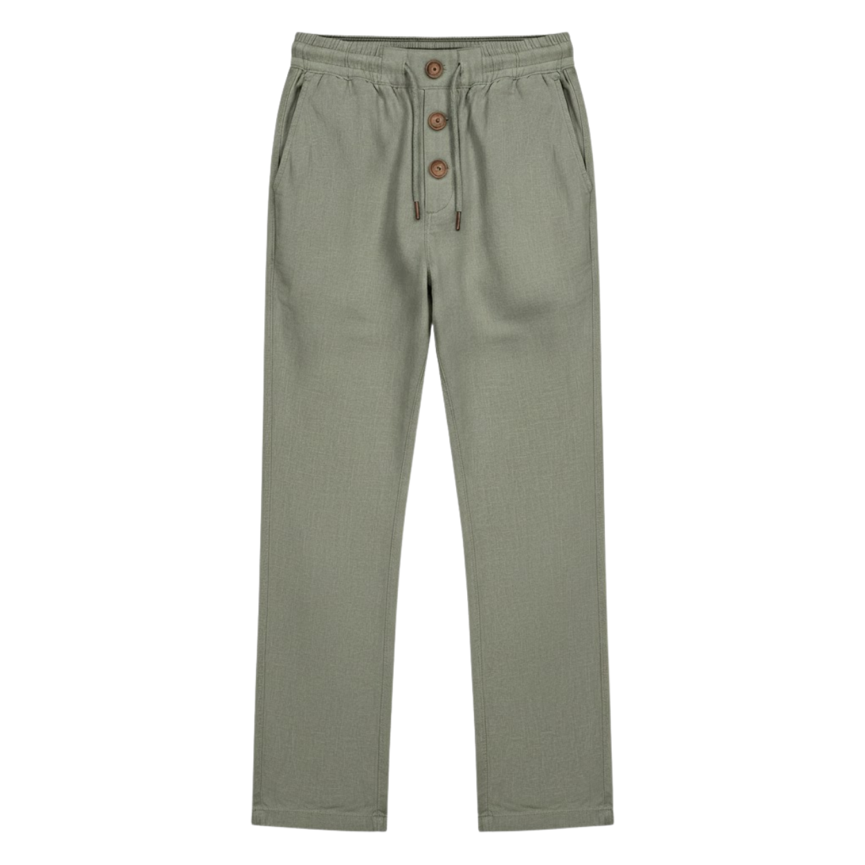 Men's Drawstring Linen Pants Elastic Waist Straight Leg Breathable Casual Trousers