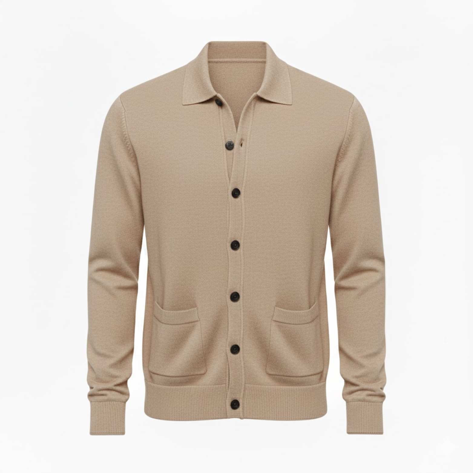 Men's Knit Cardigan Single Breasted Turn-Down Collar Casual Sweater Jacket