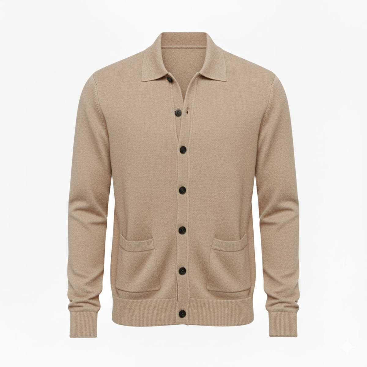 Men's Knit Cardigan Single Breasted Turn-Down Collar Casual Sweater Jacket