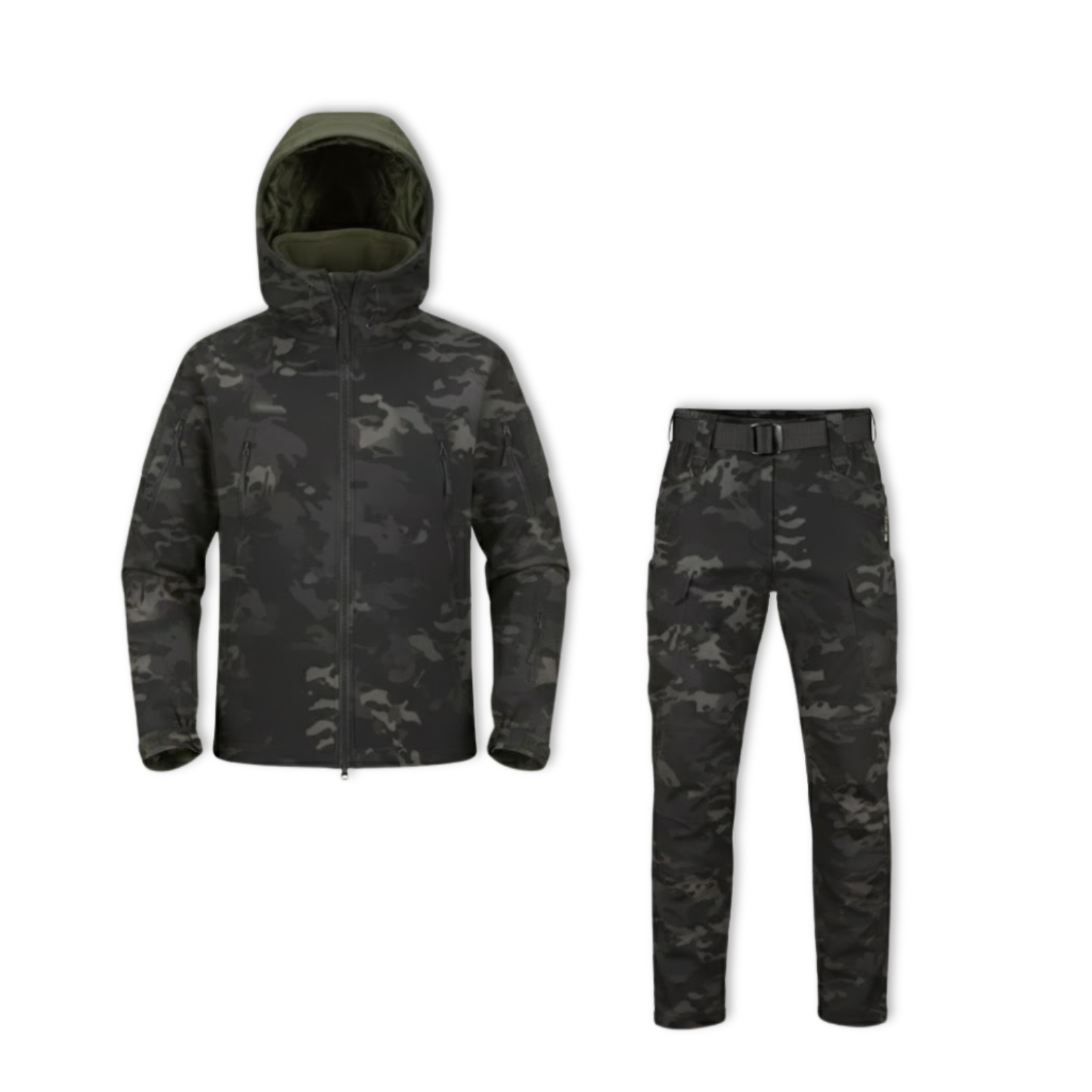 Men Outdoor Soft Shell Tactical Jackets Sets Fleece Cargo Pant