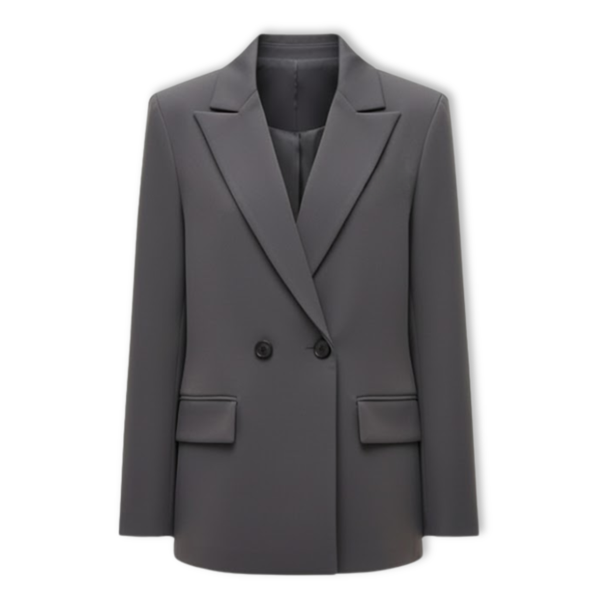 Women's Double Breasted Blazer Notched Lapel Long Sleeve Loose Fit Office Jacket