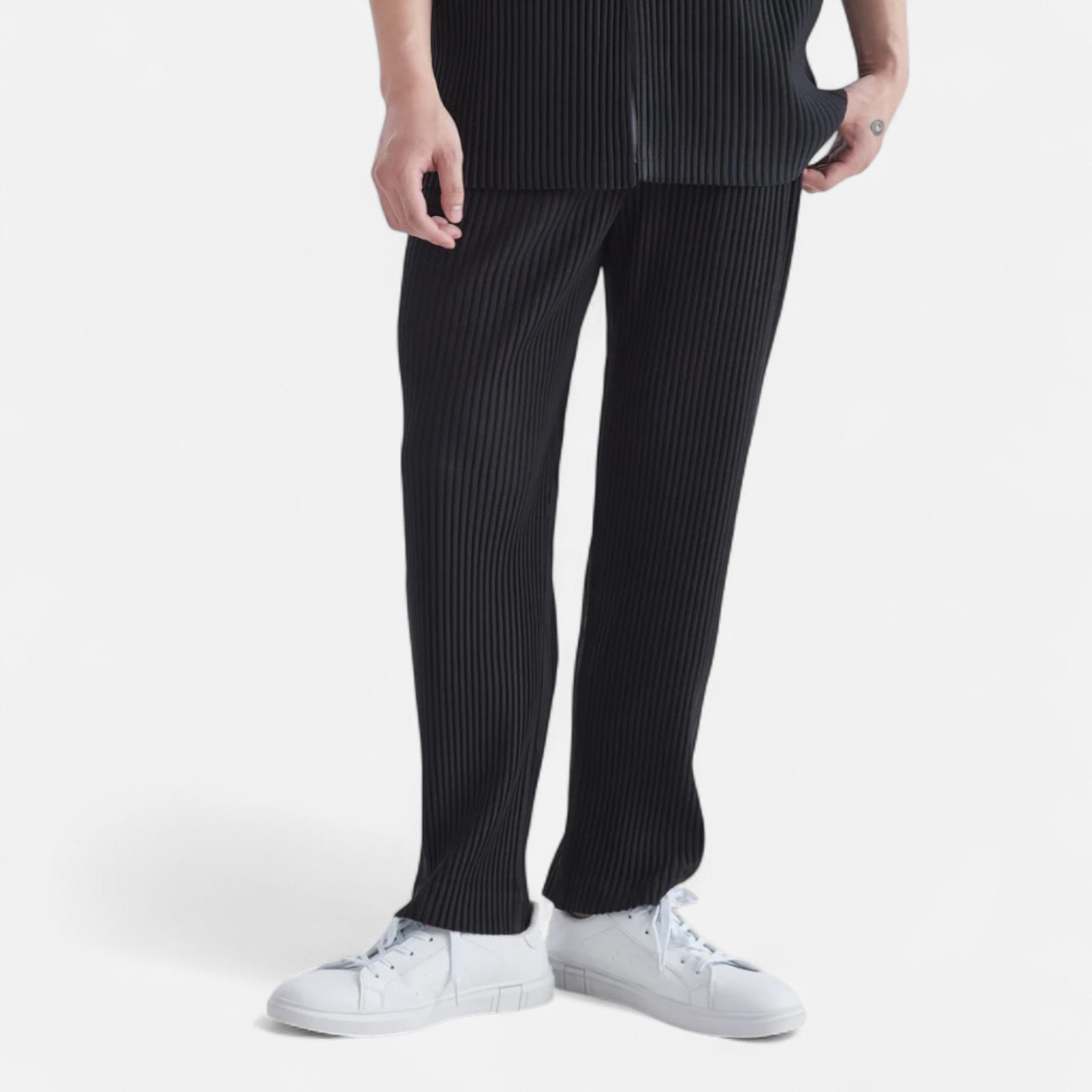 Veroux Mode | Men’s Ribbed Cotton Trousers – Textured Comfort, Elevated Everyday Style