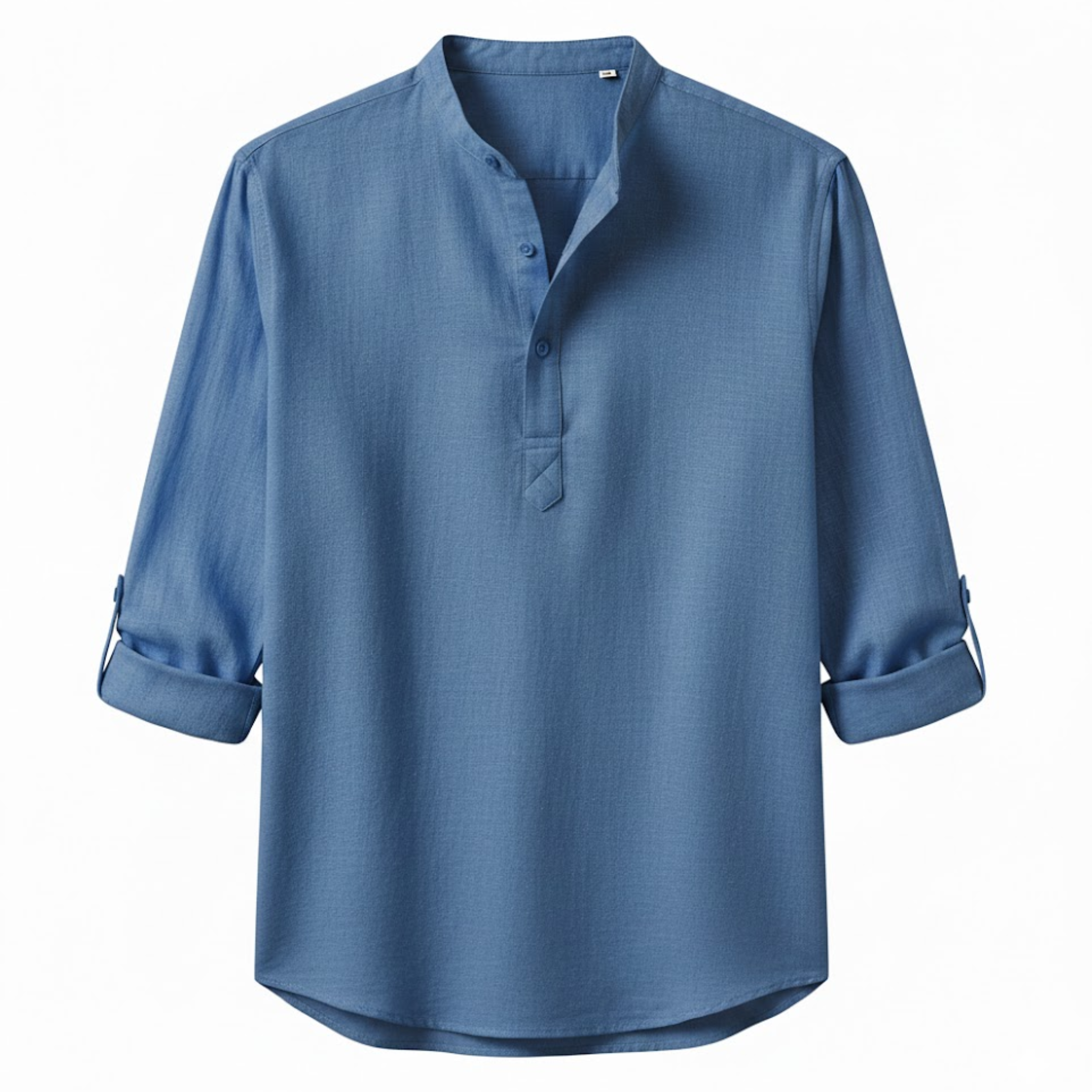 Men's Cotton Linen Henley Shirt Long Sleeve Breathable Casual Beach Button Top