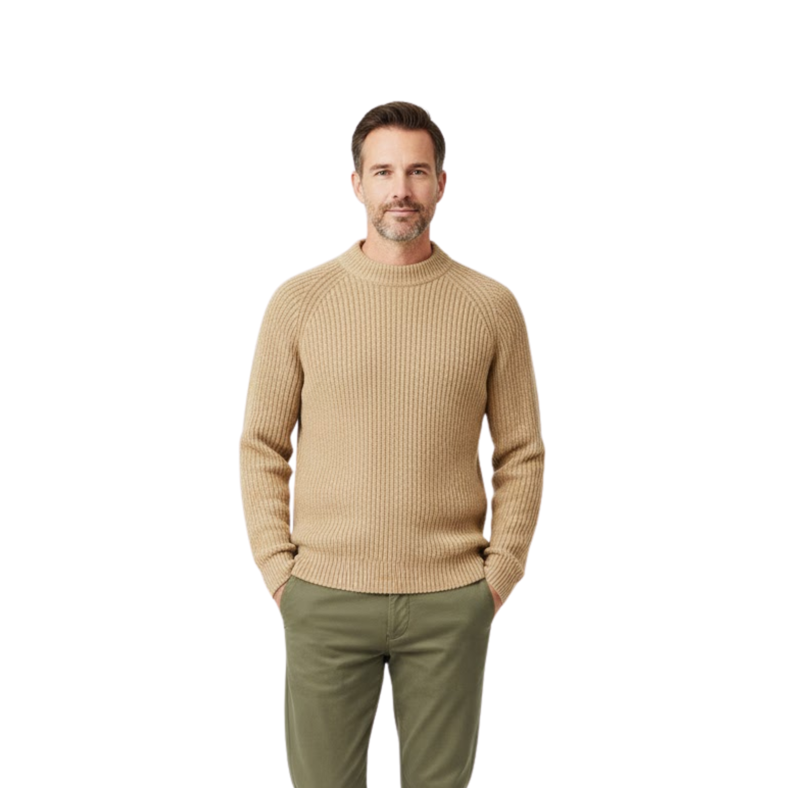 Men's Knitted Pullover Sweater O-Neck Slim Fit Solid Color Casual Long Sleeve Jumper
