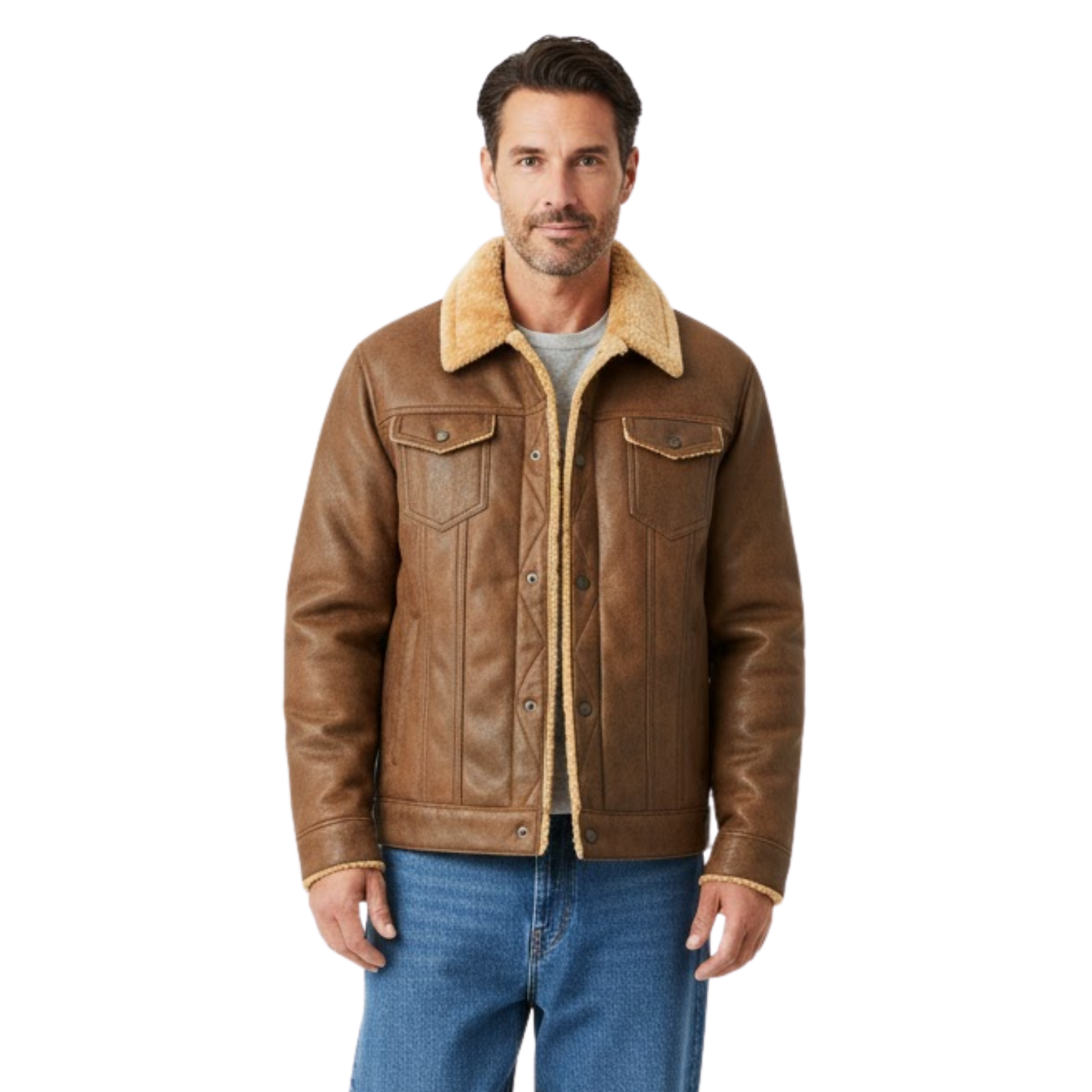 High Quality Thicken Suede Leather Jacket Casual Winter Coat