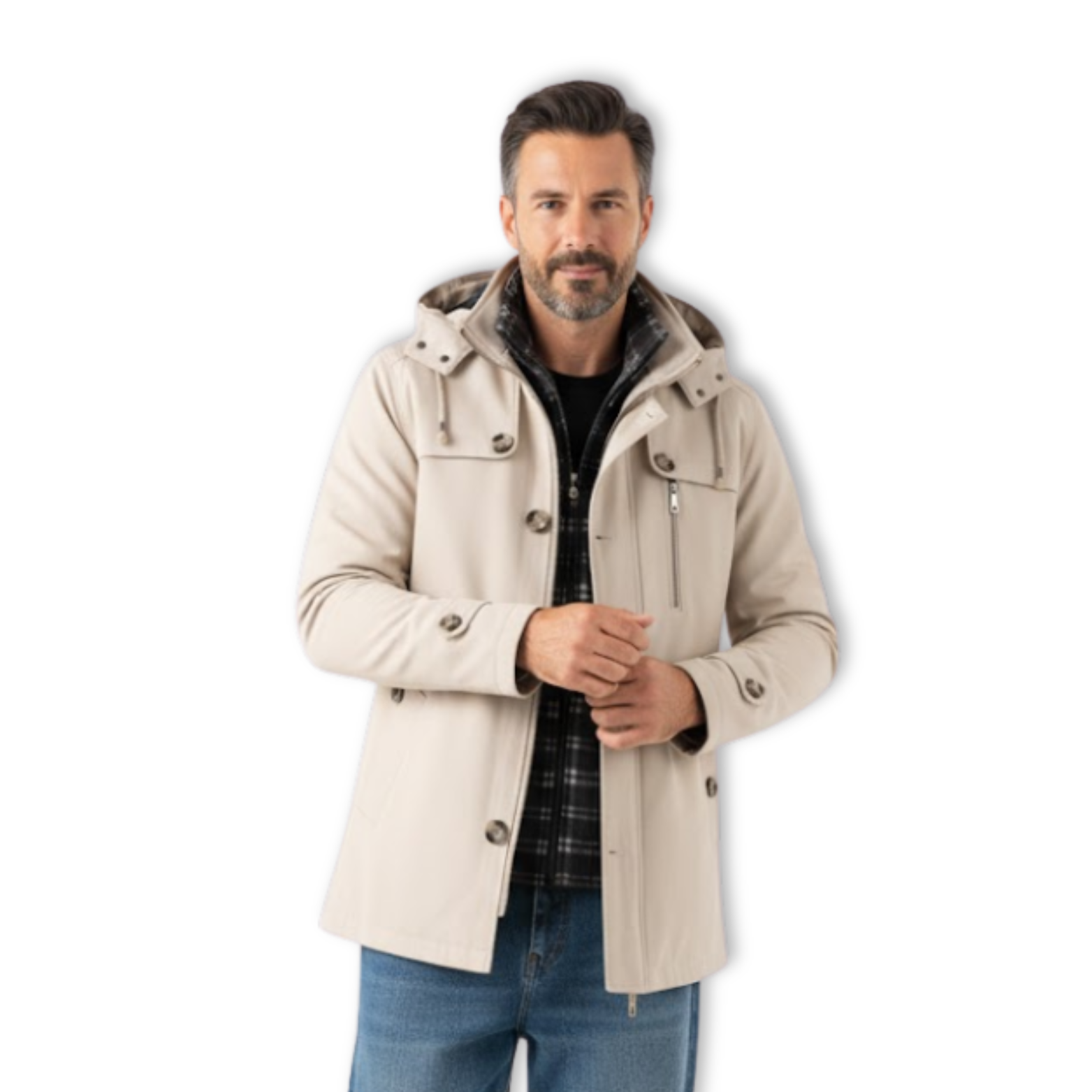 New Spring Autumn Men Long Jackets Hooded Casual Trench Coats High Quality Male Cotton