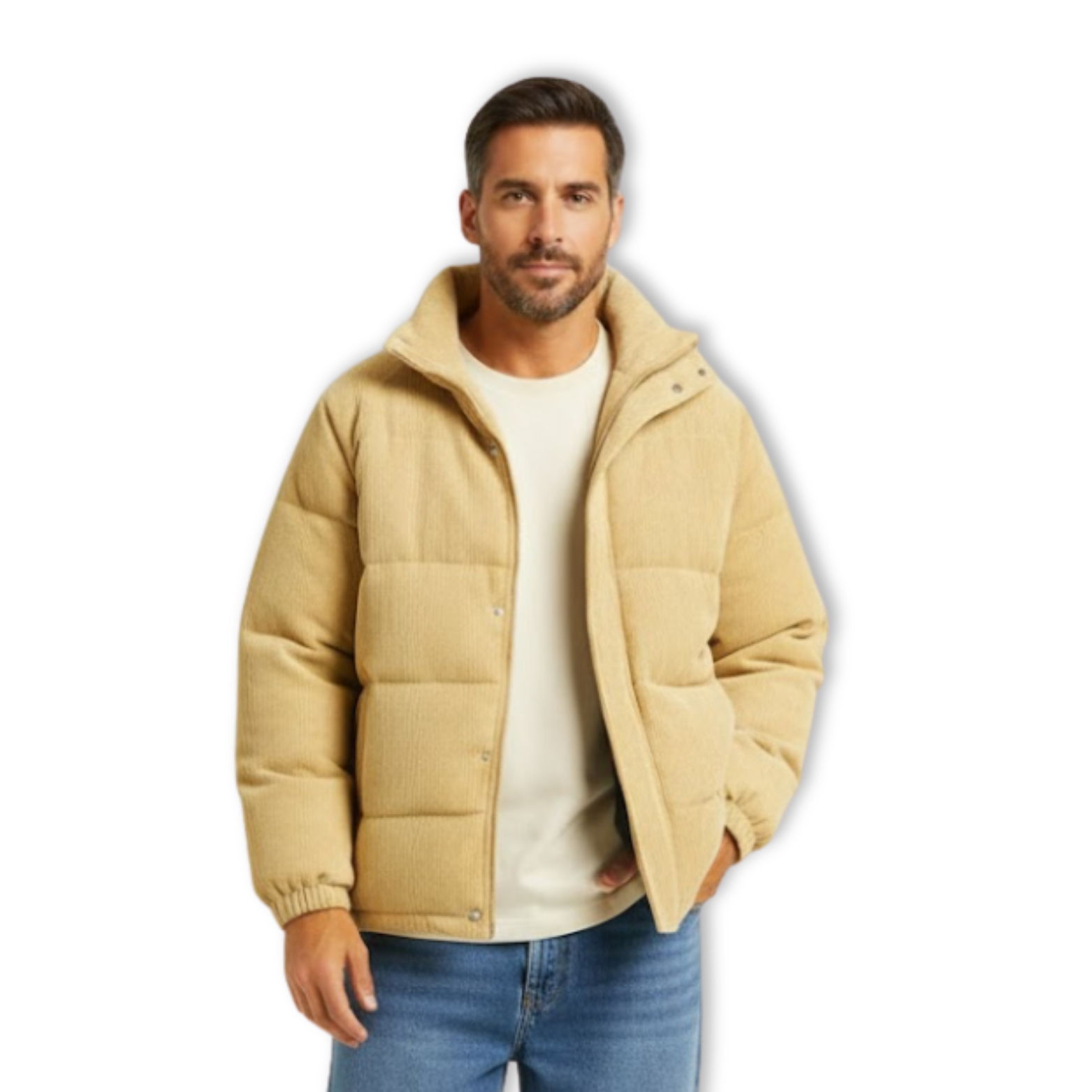 Thickened Corduroy Cotton Jacket Men's Warm Neck Protection Stand Collar Oversize Trendy Cotton Coat Outerwear