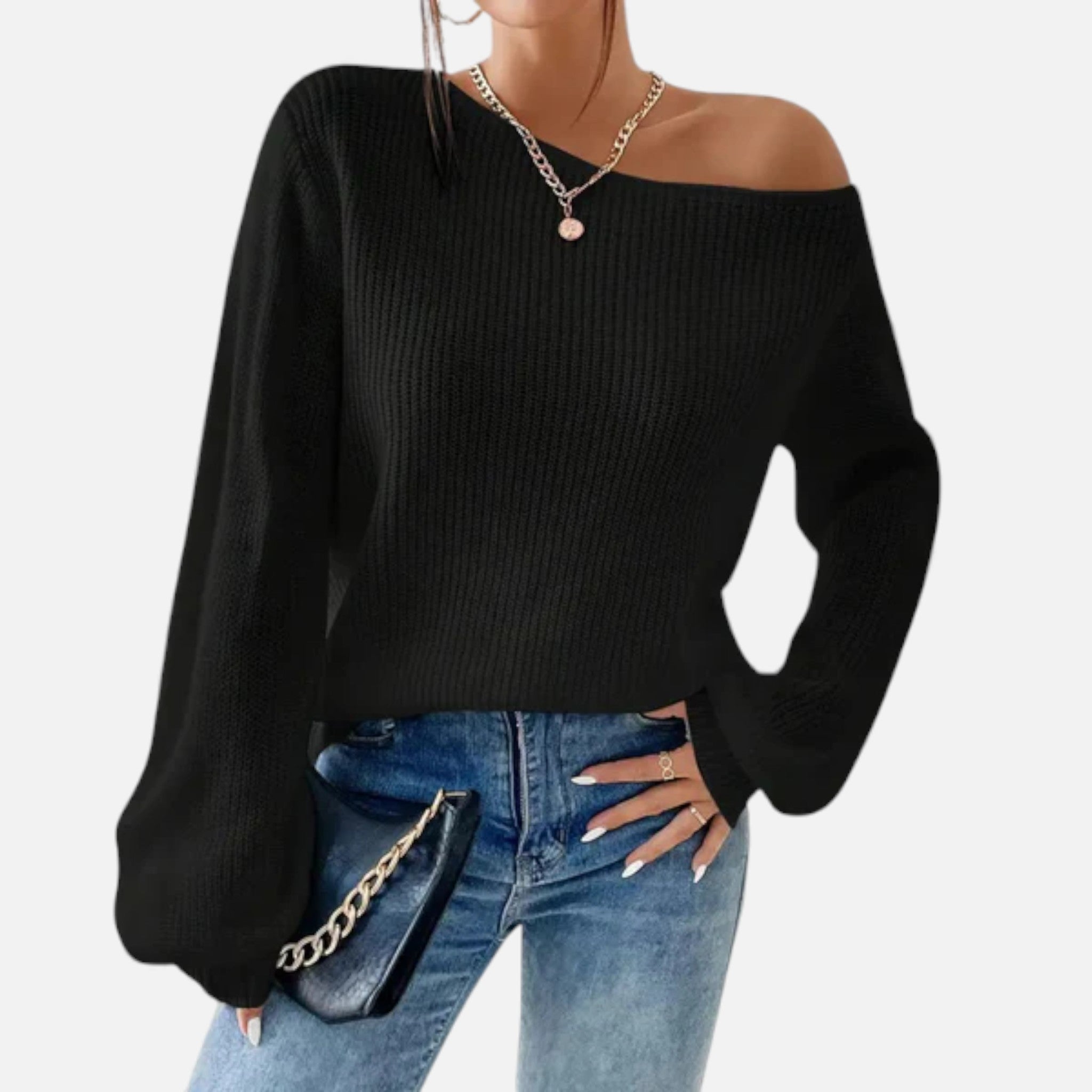 Veroux Mode | Women’s Off-Shoulder Jumper – Soft Knit Elegance
