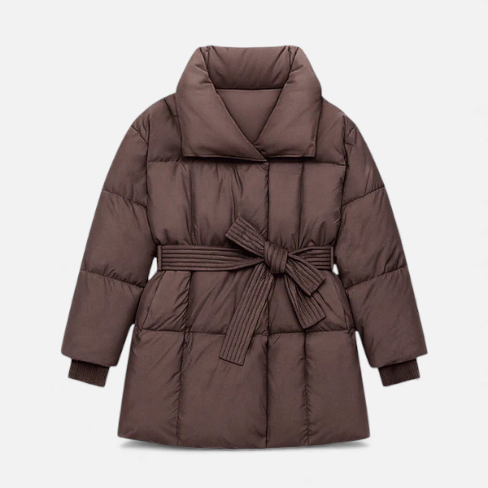 Veroux Mode | Women’s Puffer Jacket – Belted Winter Elegance