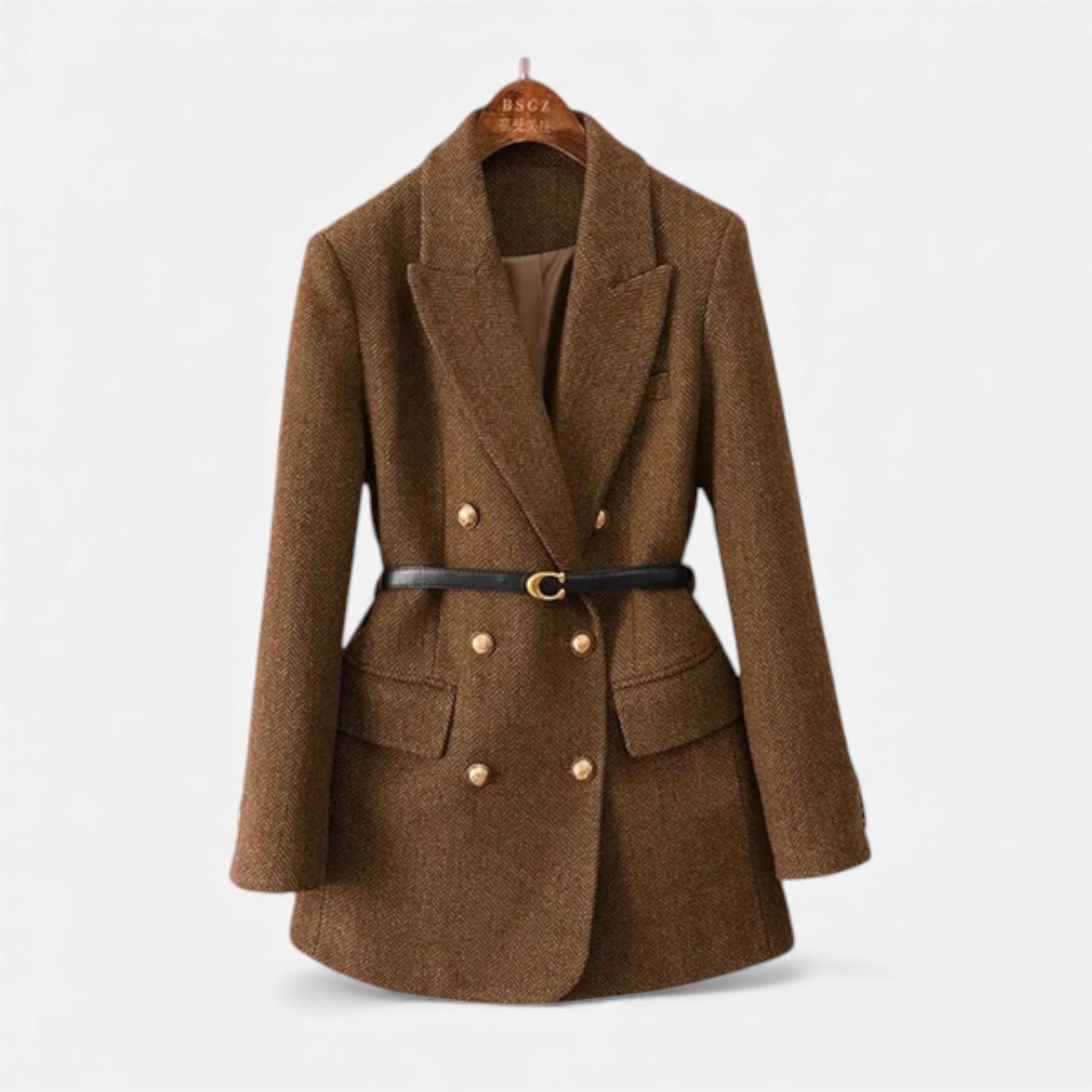 Veroux Mode | Women’s Double-Breasted Tweed Coat – Annabelle Elegance