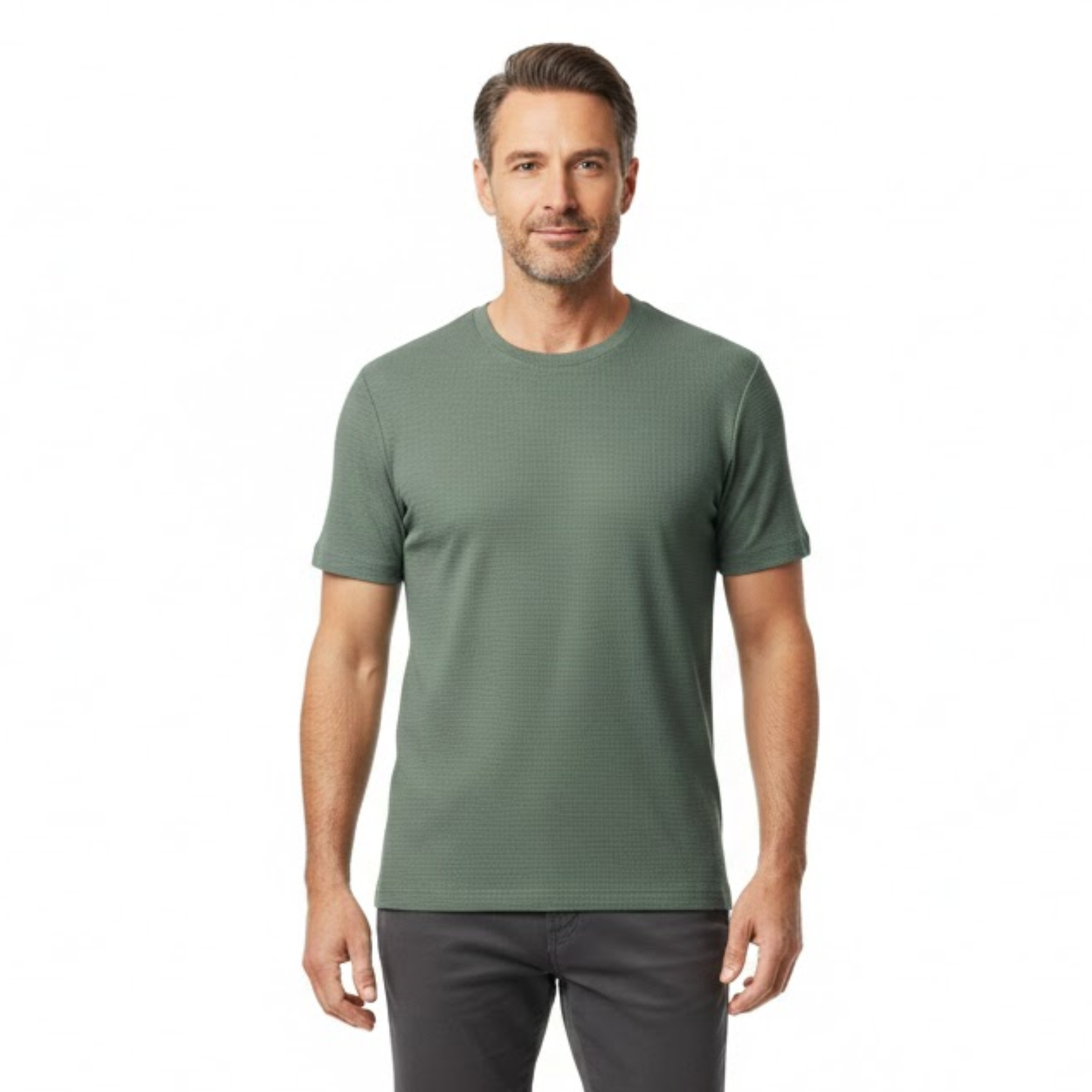 Men's Waffle Knit T-Shirt Short Sleeve Crew Neck Breathable Casual Pullover Top