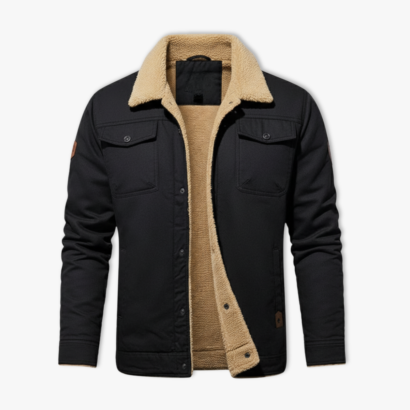 Men's Winter Faux Shearling Lined Warm Coat Buttoned Parka Casual Tops