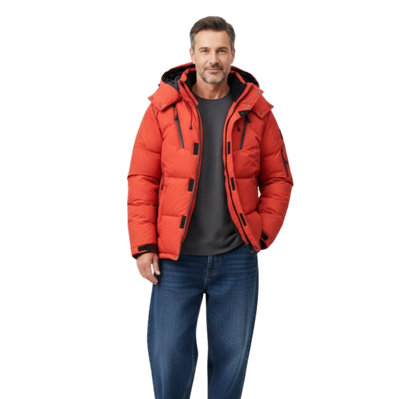 Men's Hooded Puffer Parka Thick Warm Duck Down Jacket Windbreaker Overcoat