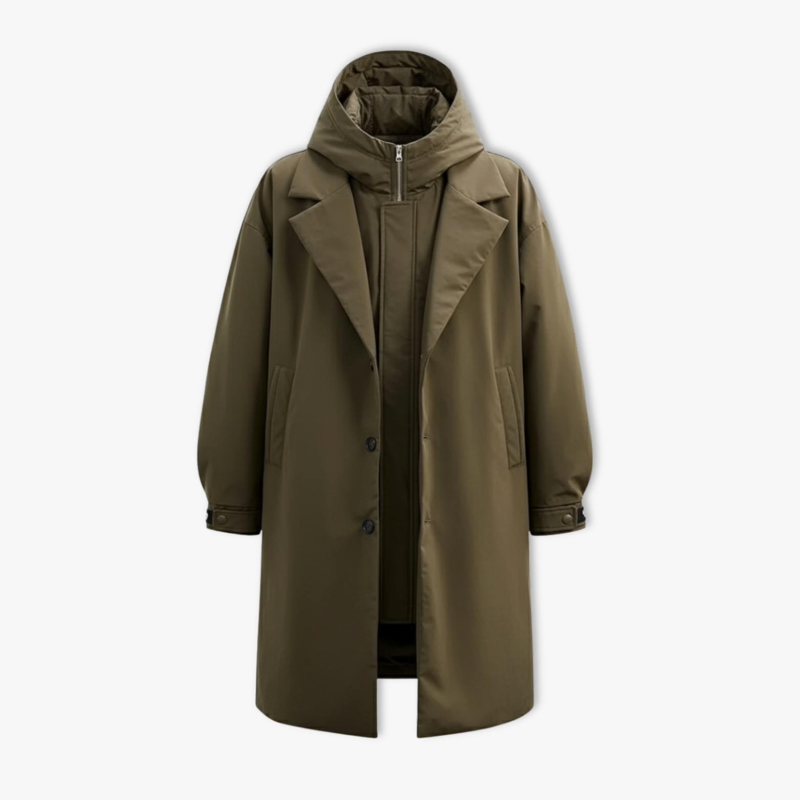 Trendy Men's Hooded Mid-Length Windbreaker Winter Korean Style