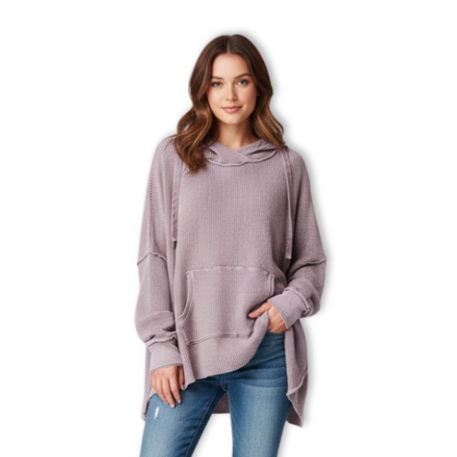 New Waffle Oversized Hoodies Women Long Sleeve Patchwork Jogger Sweatshirt