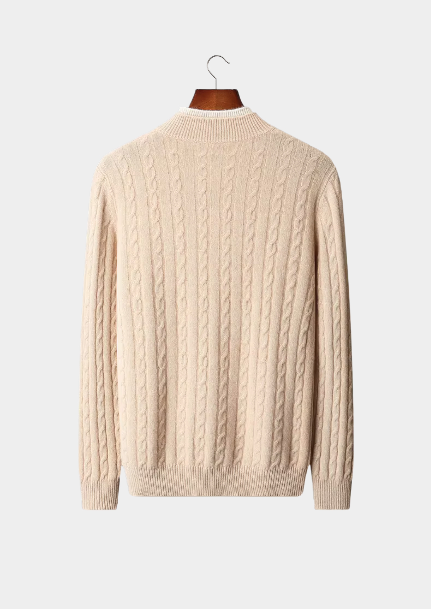 Veroux Mode | Men’s Pure Extra-Fine Merino Wool Cable Knit Henley Sweater