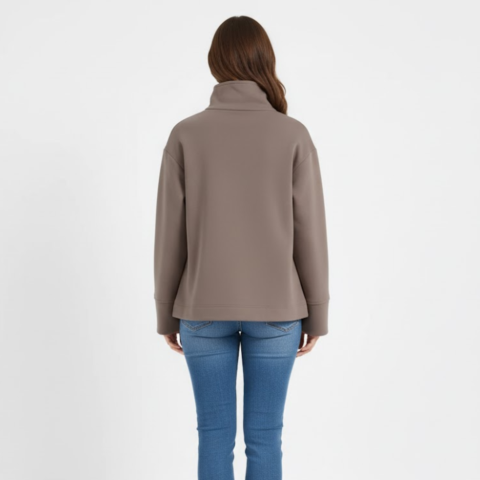 Women's Loose Woolen Stand Collar Jacket Single Breasted Long Sleeve Streetwear Coat