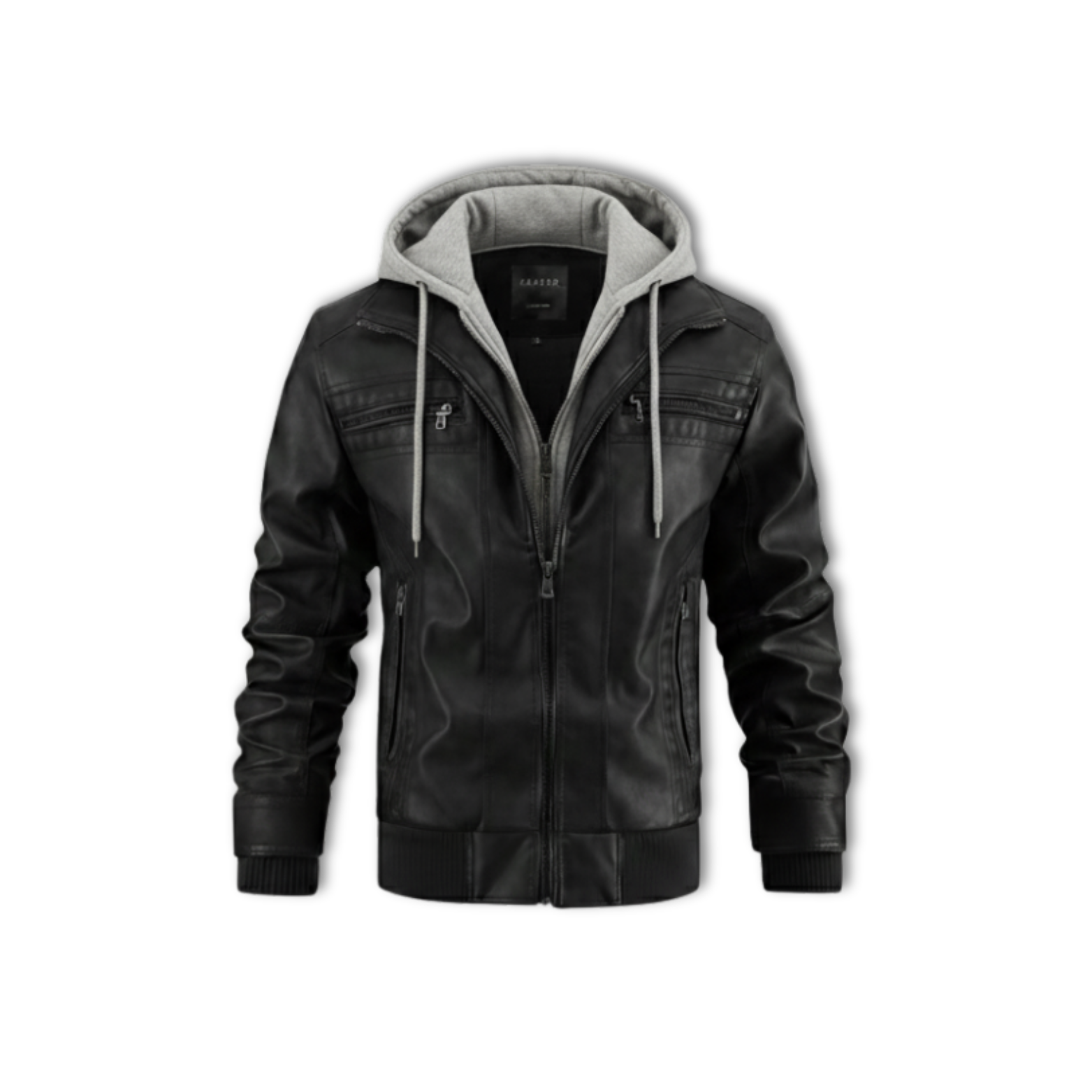 Luxury Faux Leather Moto Biker Hooded Jacket