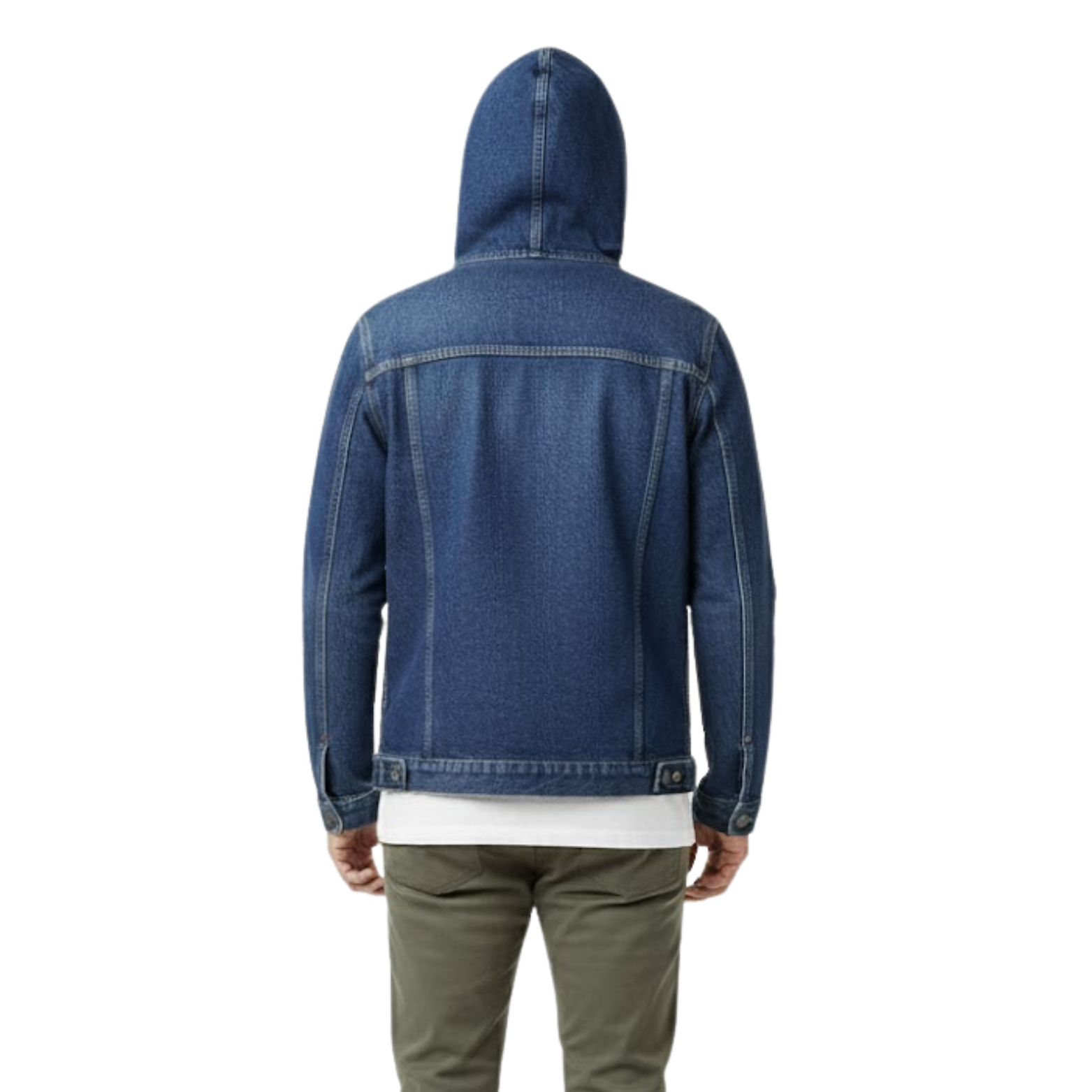 Men Hooded Denim Jacket Windproof Casual Coats