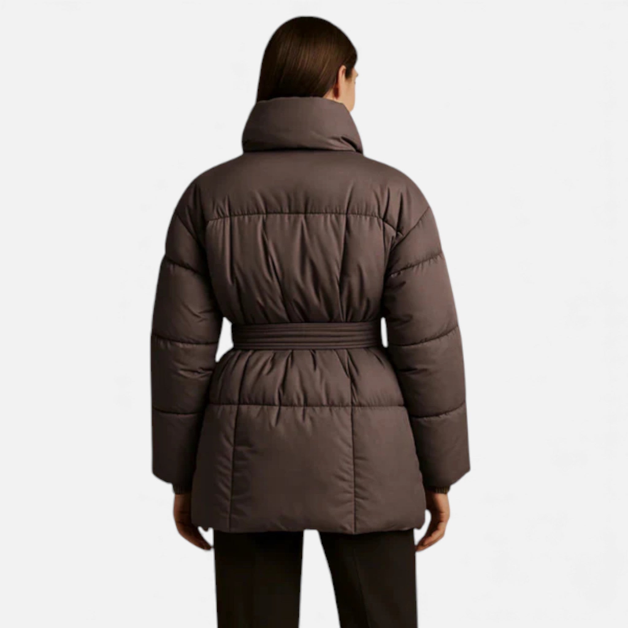 Veroux Mode | Women’s Puffer Jacket – Belted Winter Elegance