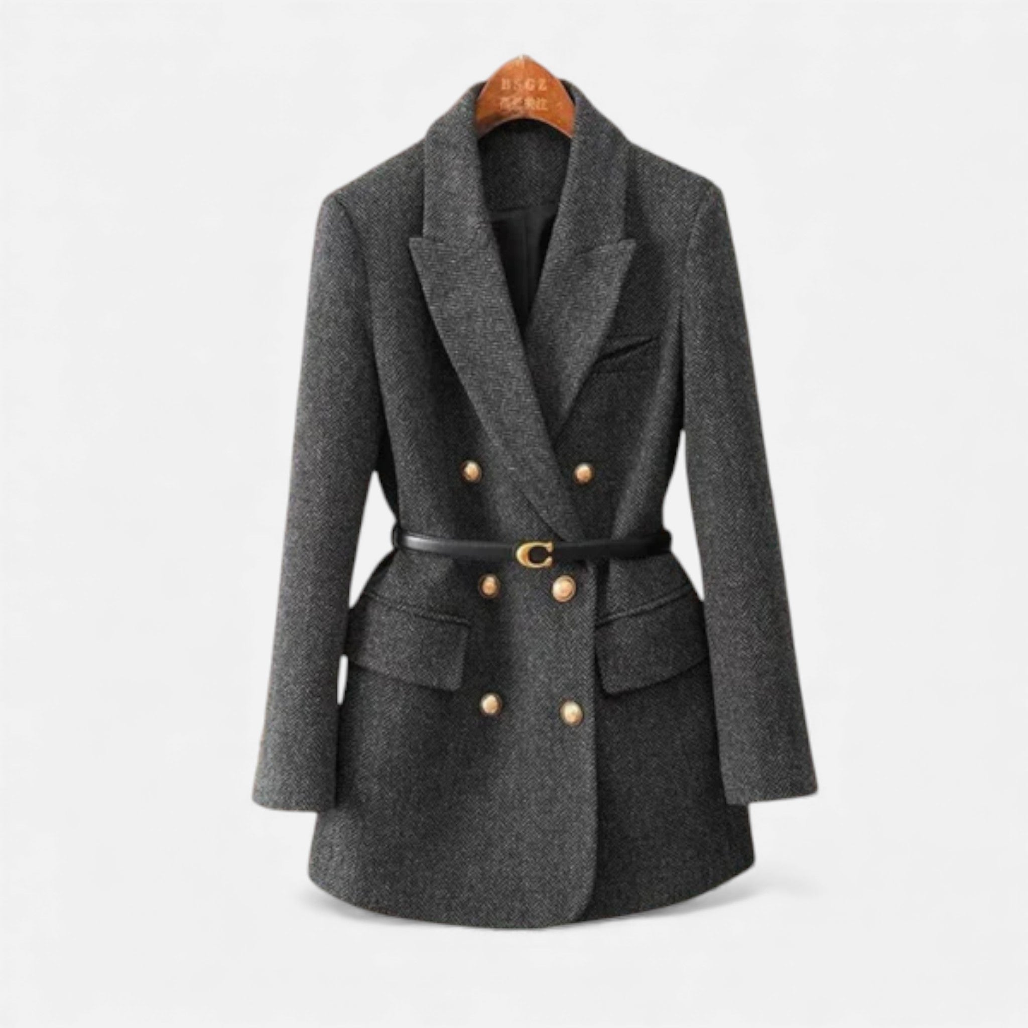 Veroux Mode | Women’s Double-Breasted Tweed Coat – Annabelle Elegance