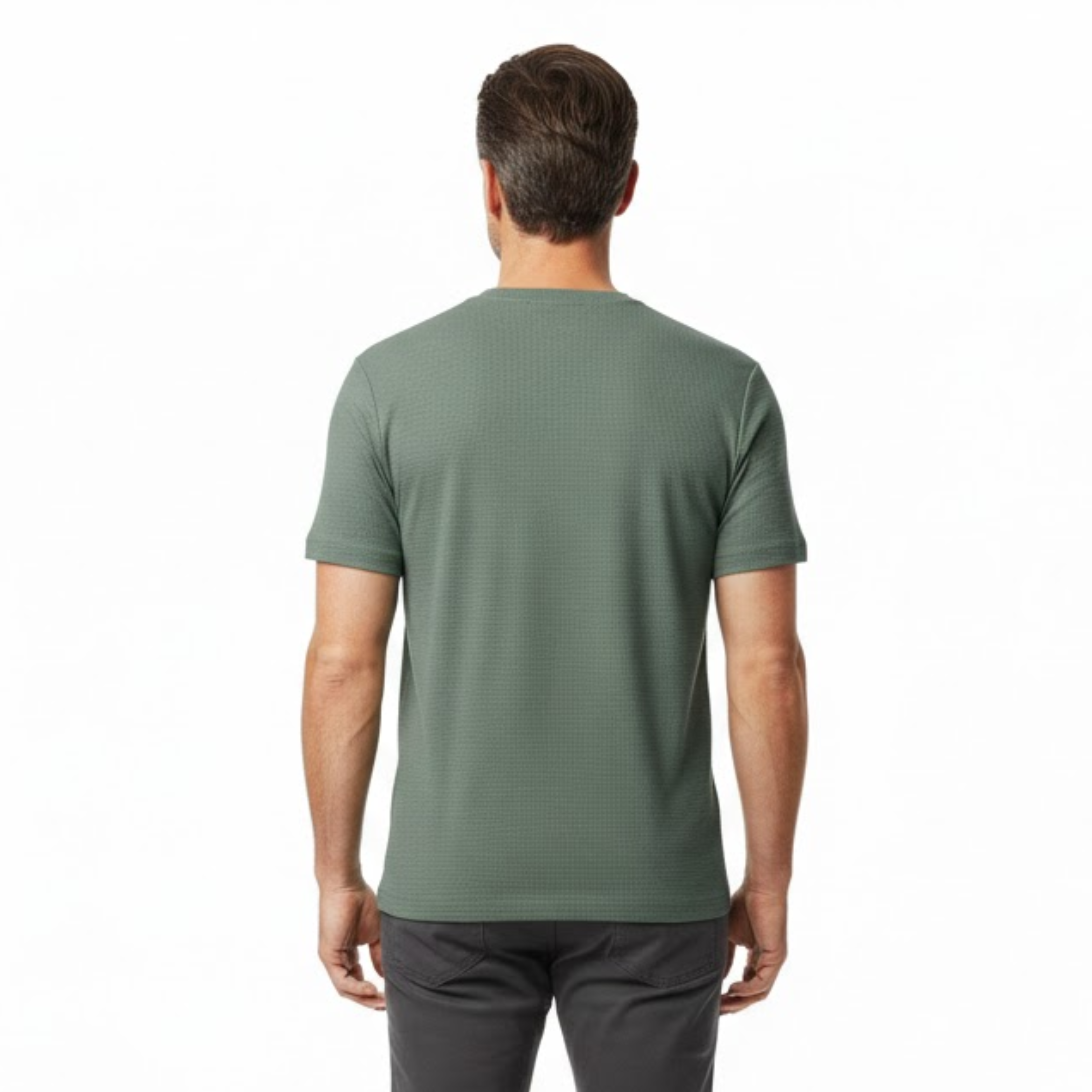 Men's Waffle Knit T-Shirt Short Sleeve Crew Neck Breathable Casual Pullover Top