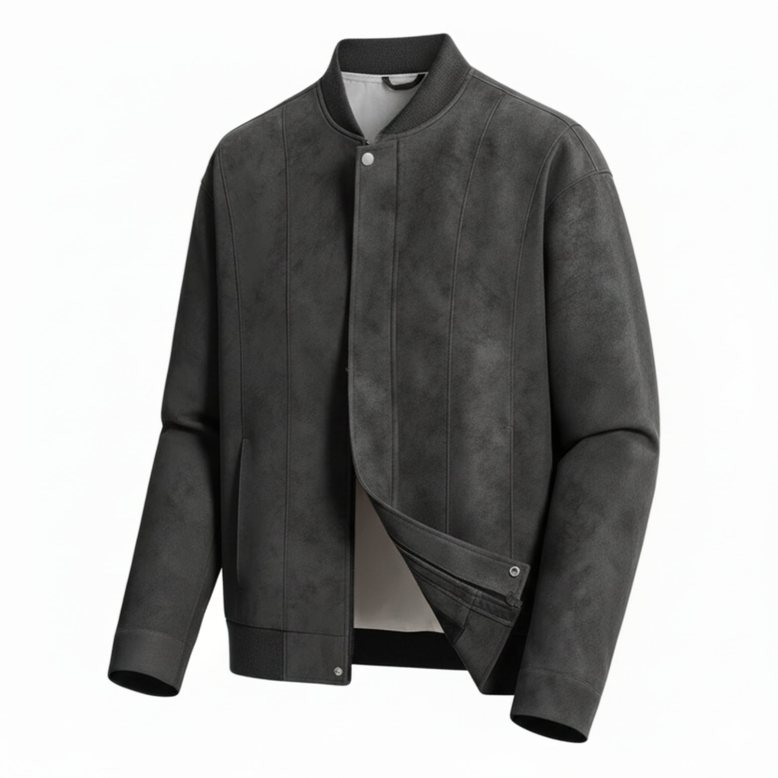 Loose Casual Men's Baseball Collar Leather Jacket Velvet