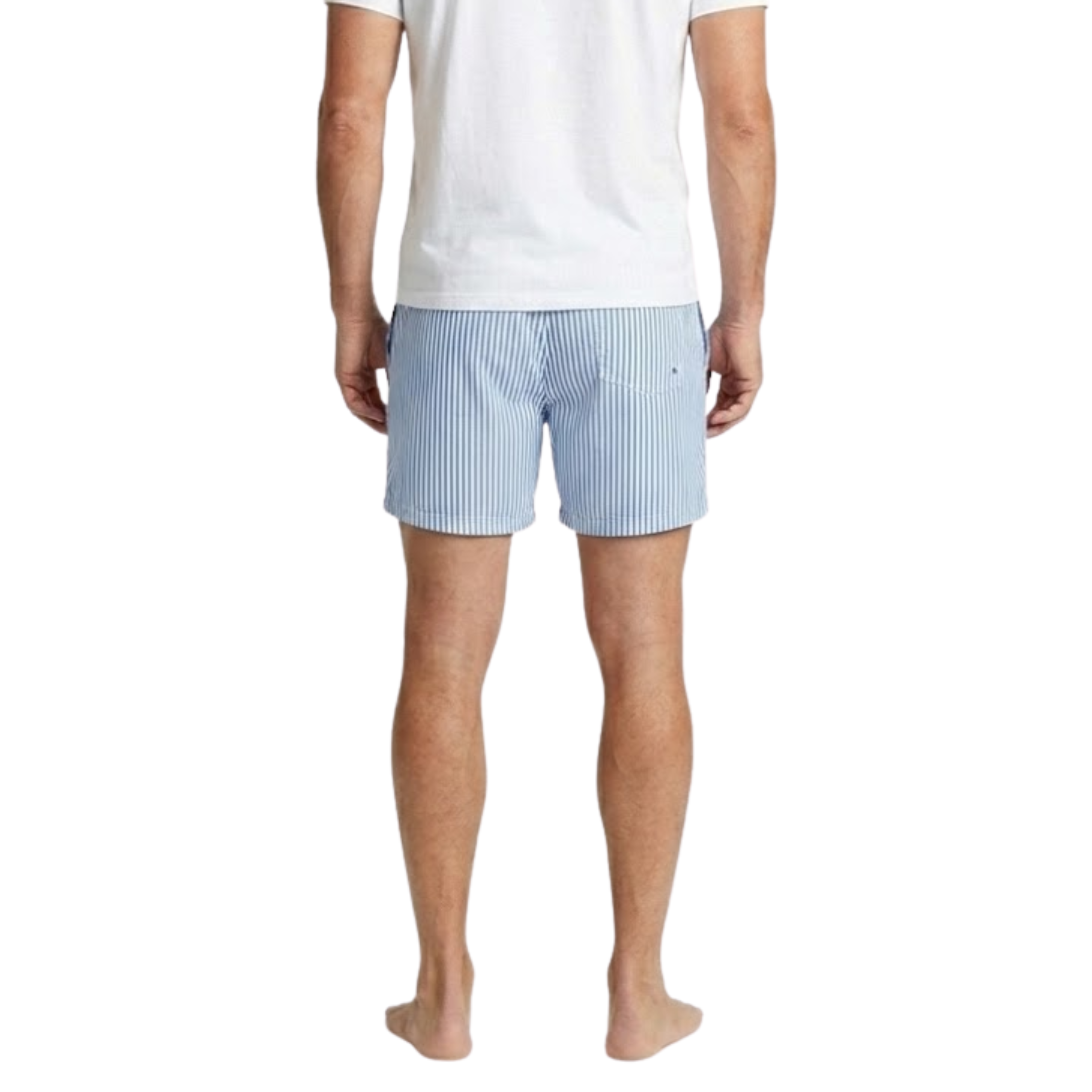 Men's Vertical Striped Beach Shorts with Elastic Drawstring Waist and Loose Fit