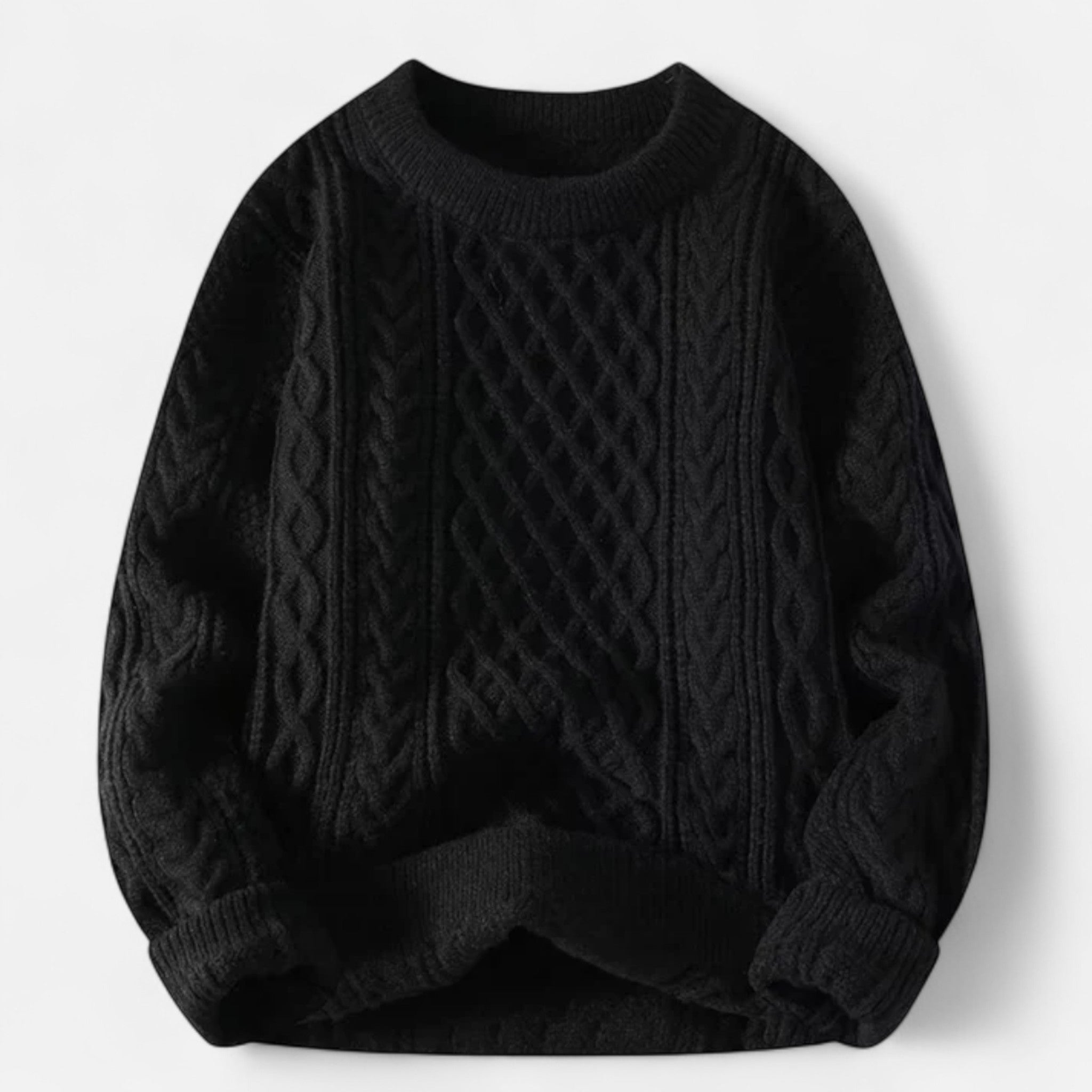 Veroux Mode | Women’s Wool Sweater – Cable Knit Round Neck Elegance