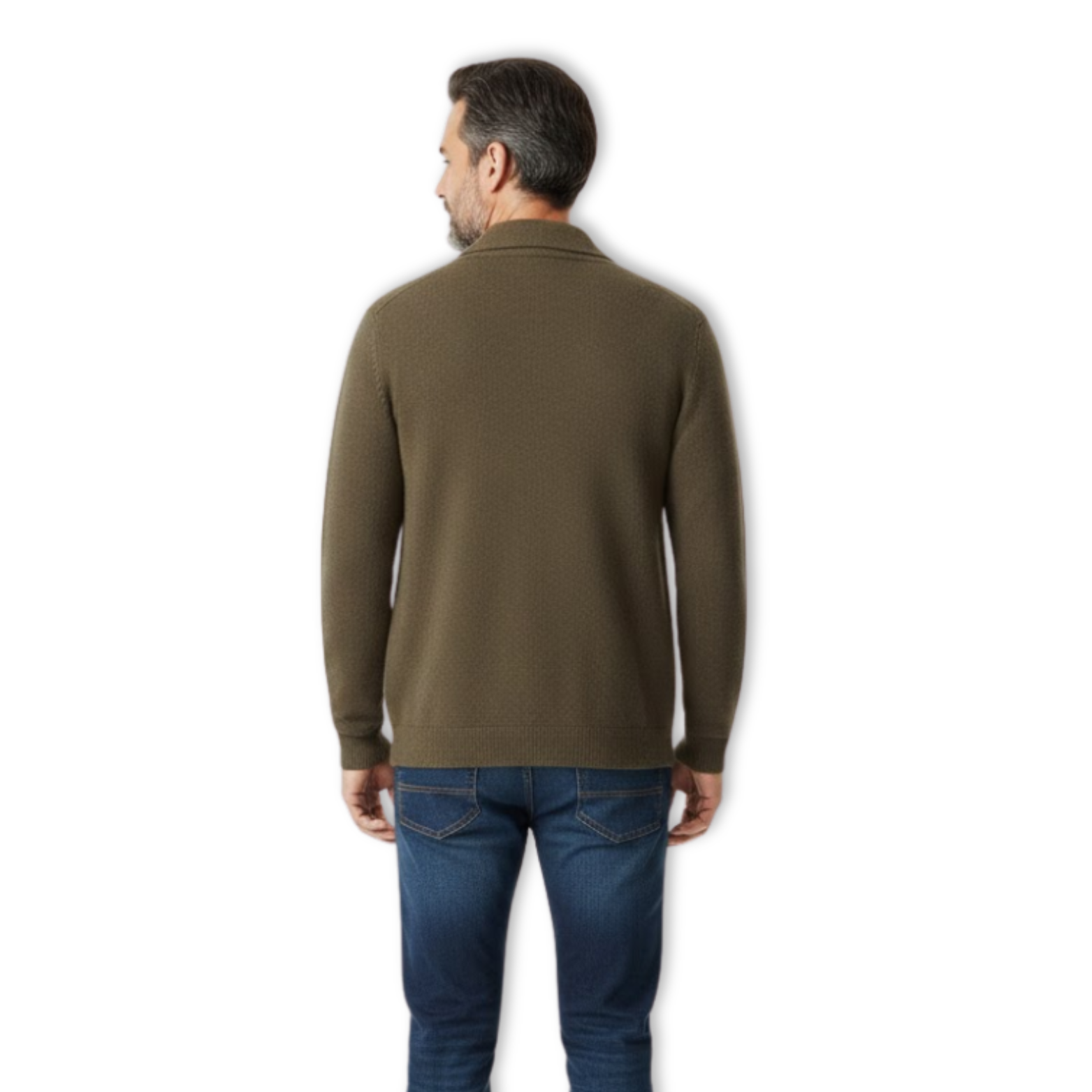 Men's 100% Cashmere POLO Collar Knitted Cardigan