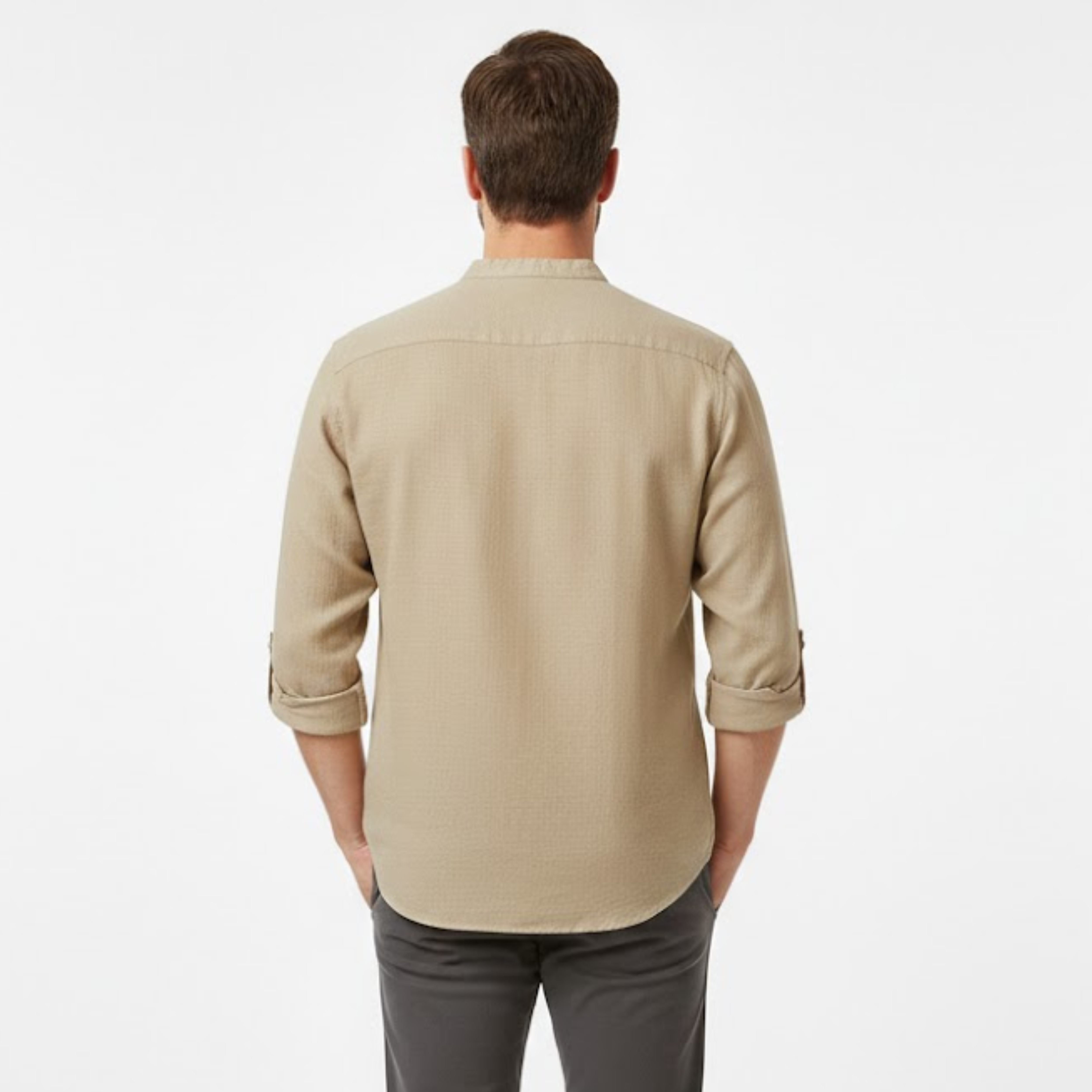 Men's Cotton Linen Henley Shirt Long Sleeve Breathable Casual Beach Button Top