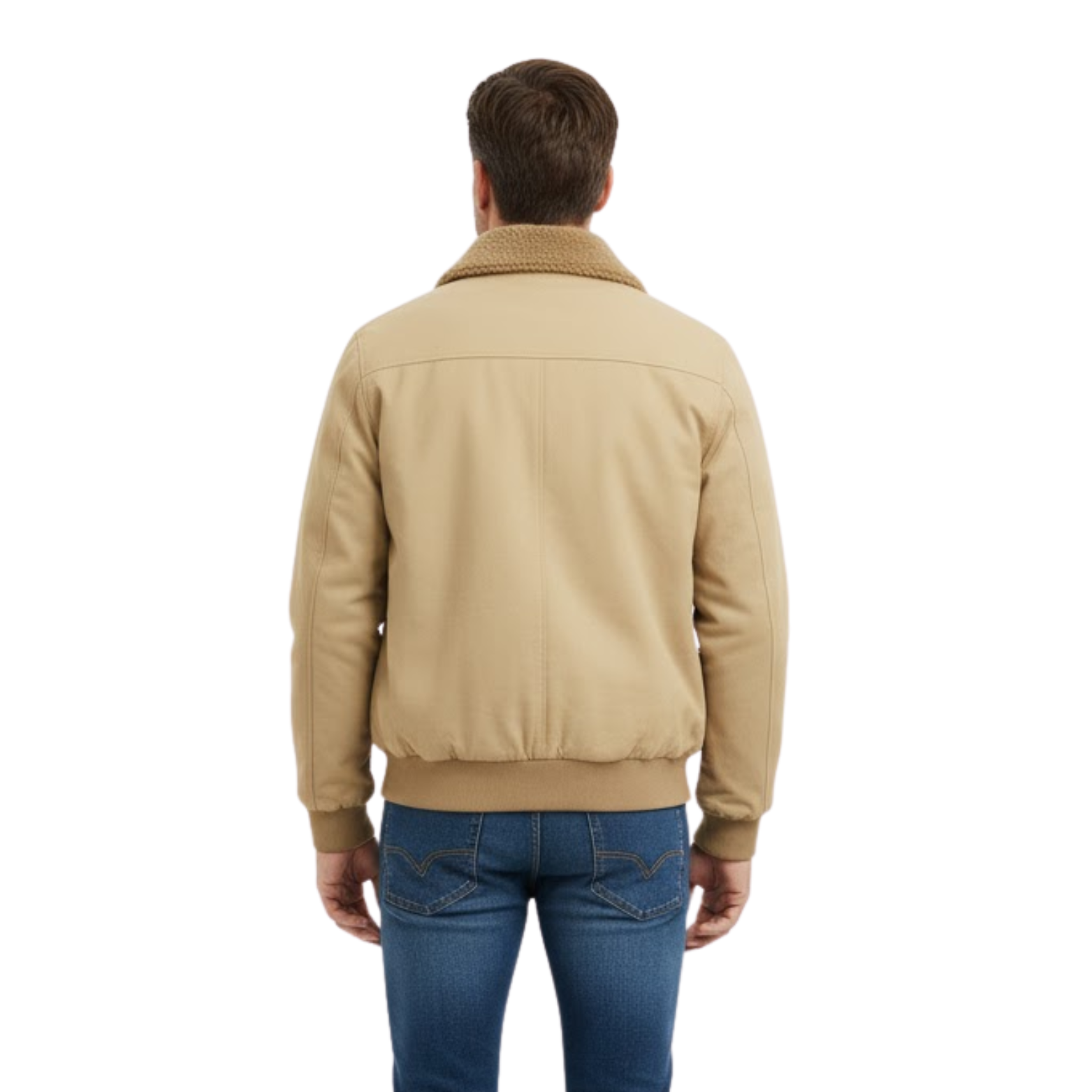 Men's Cotton Bomber Jacket Fleece Lined Loose Fit Casual Zip Up Outerwear Coat