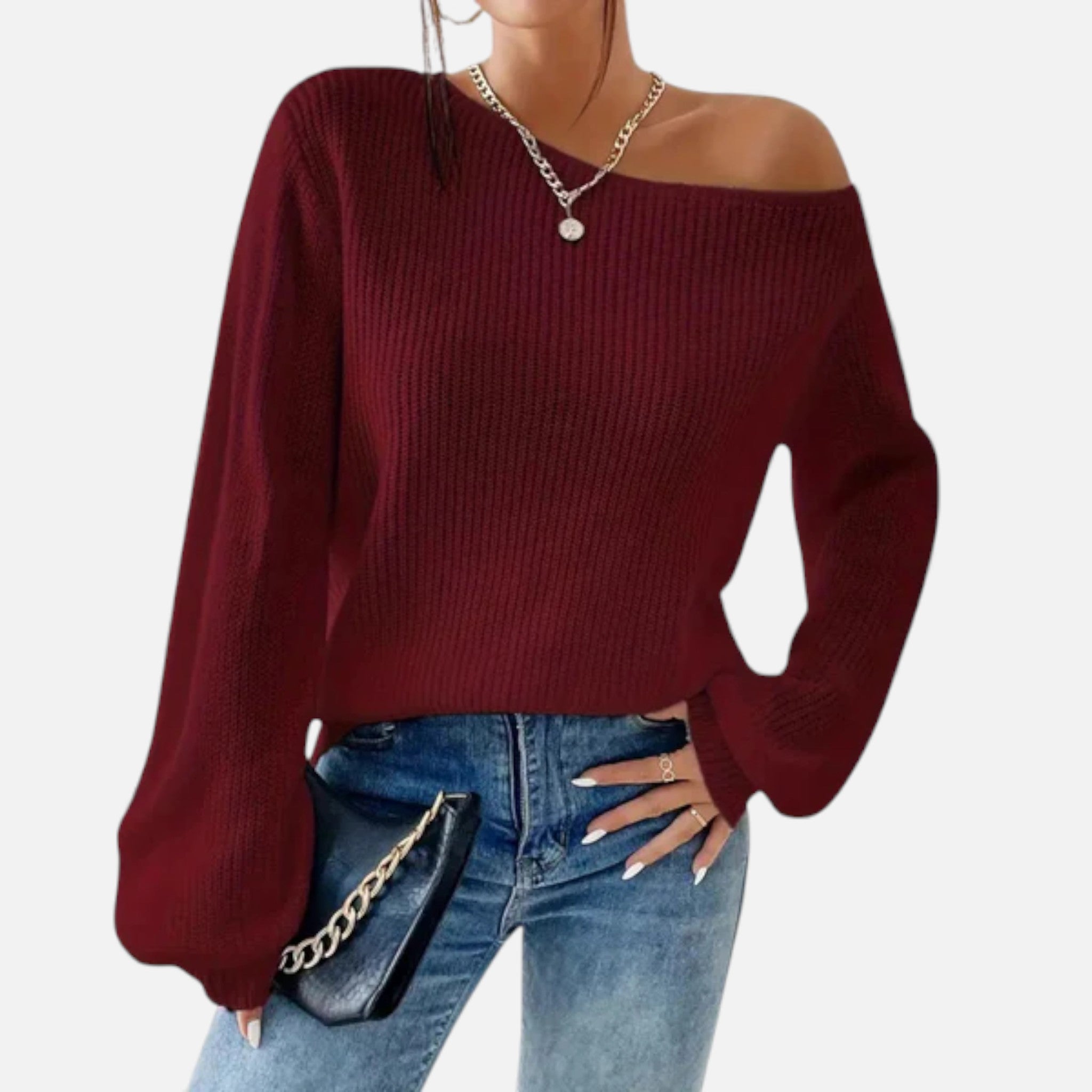Veroux Mode | Women’s Off-Shoulder Jumper – Soft Knit Elegance