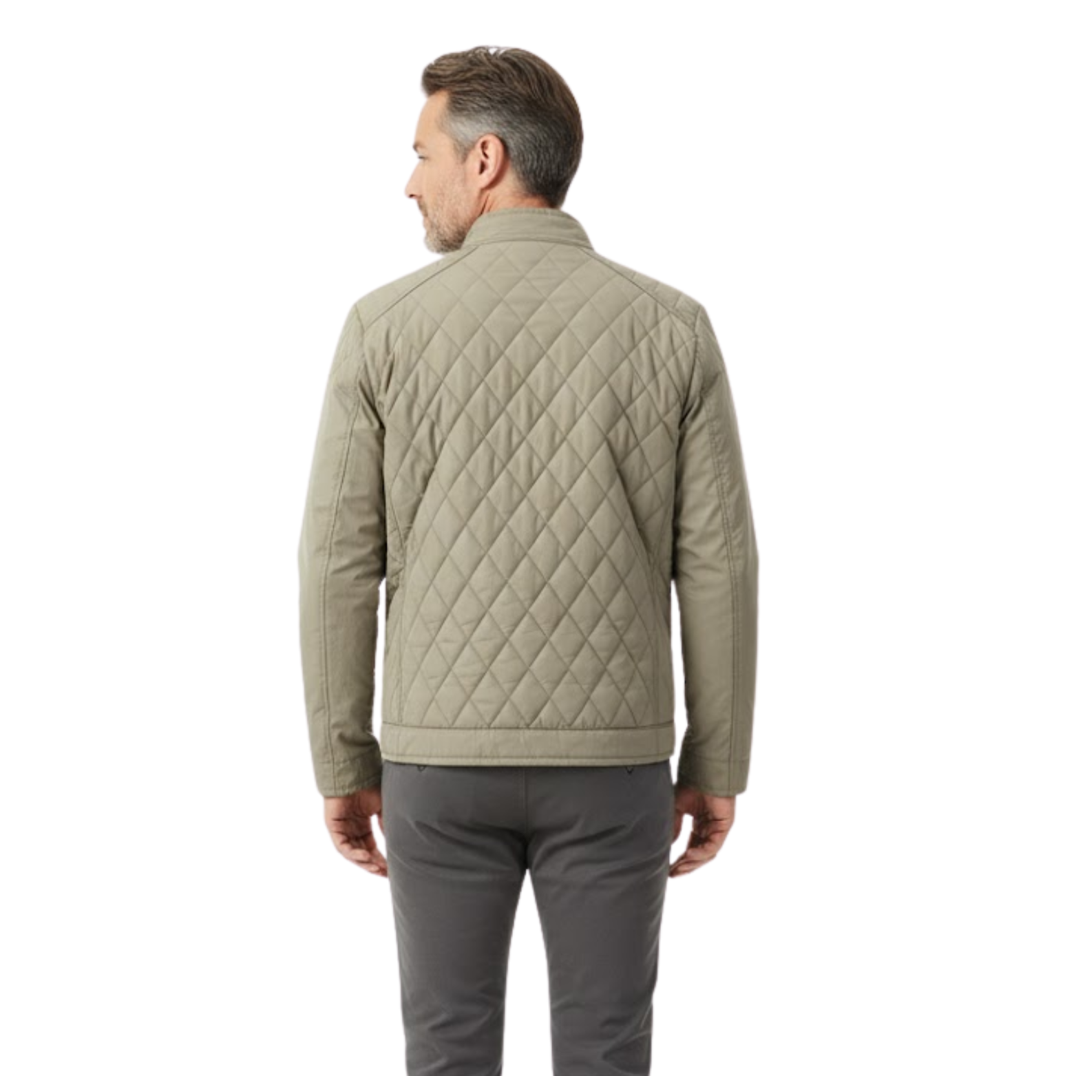 Men's Quilted Bomber Jacket Slim Fit Stand Collar Padded Windbreaker Casual Coat