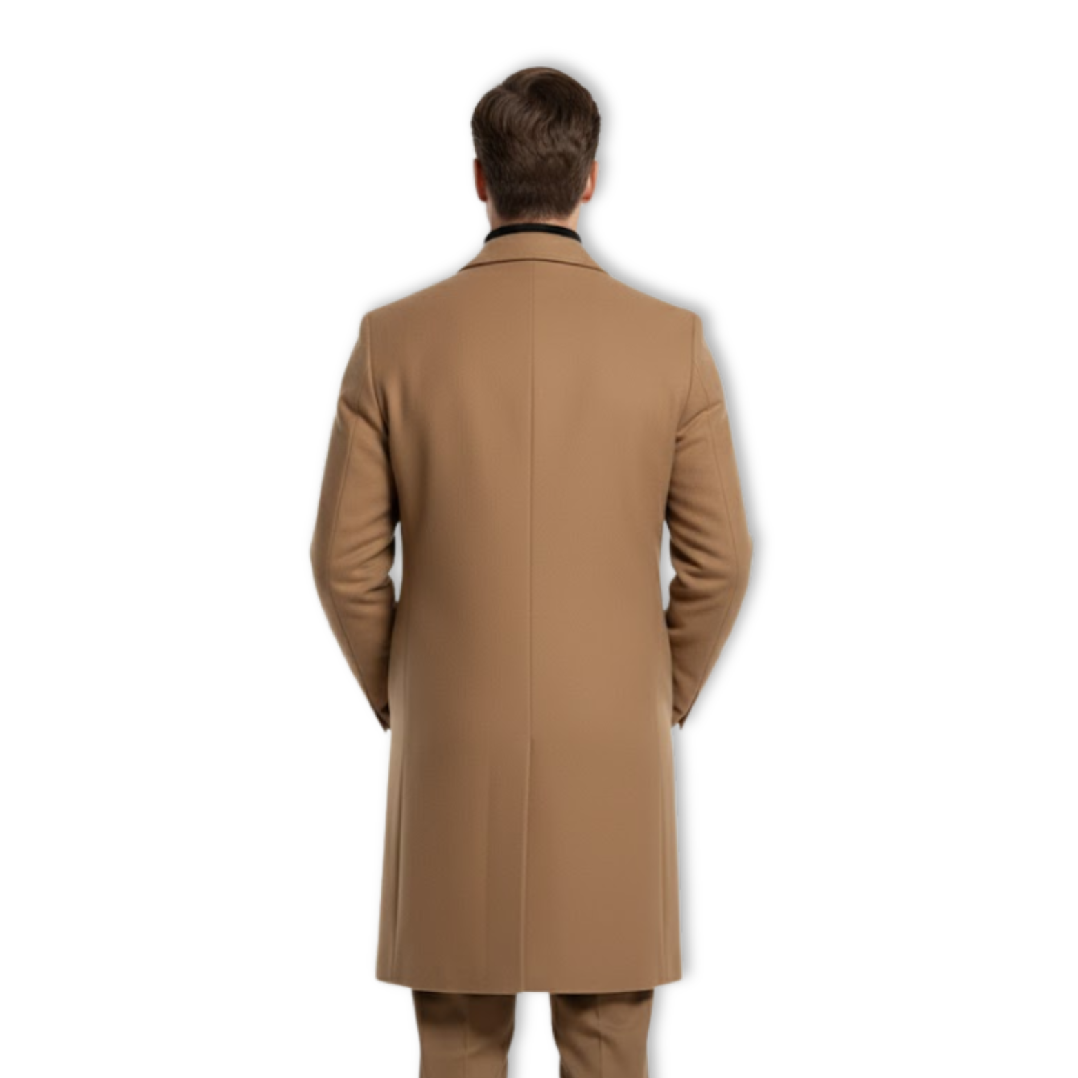 Long Cotton Coat Wool Blend Pure Color Slim Windbreaker Jacket