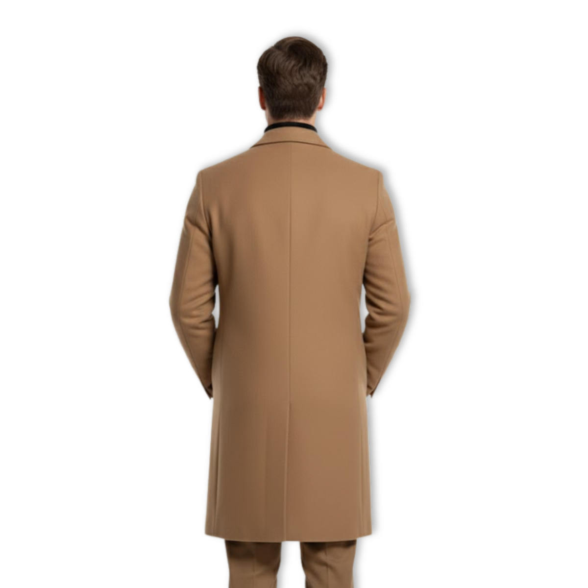 Long Cotton Coat Wool Blend Pure Color Slim Windbreaker Jacket