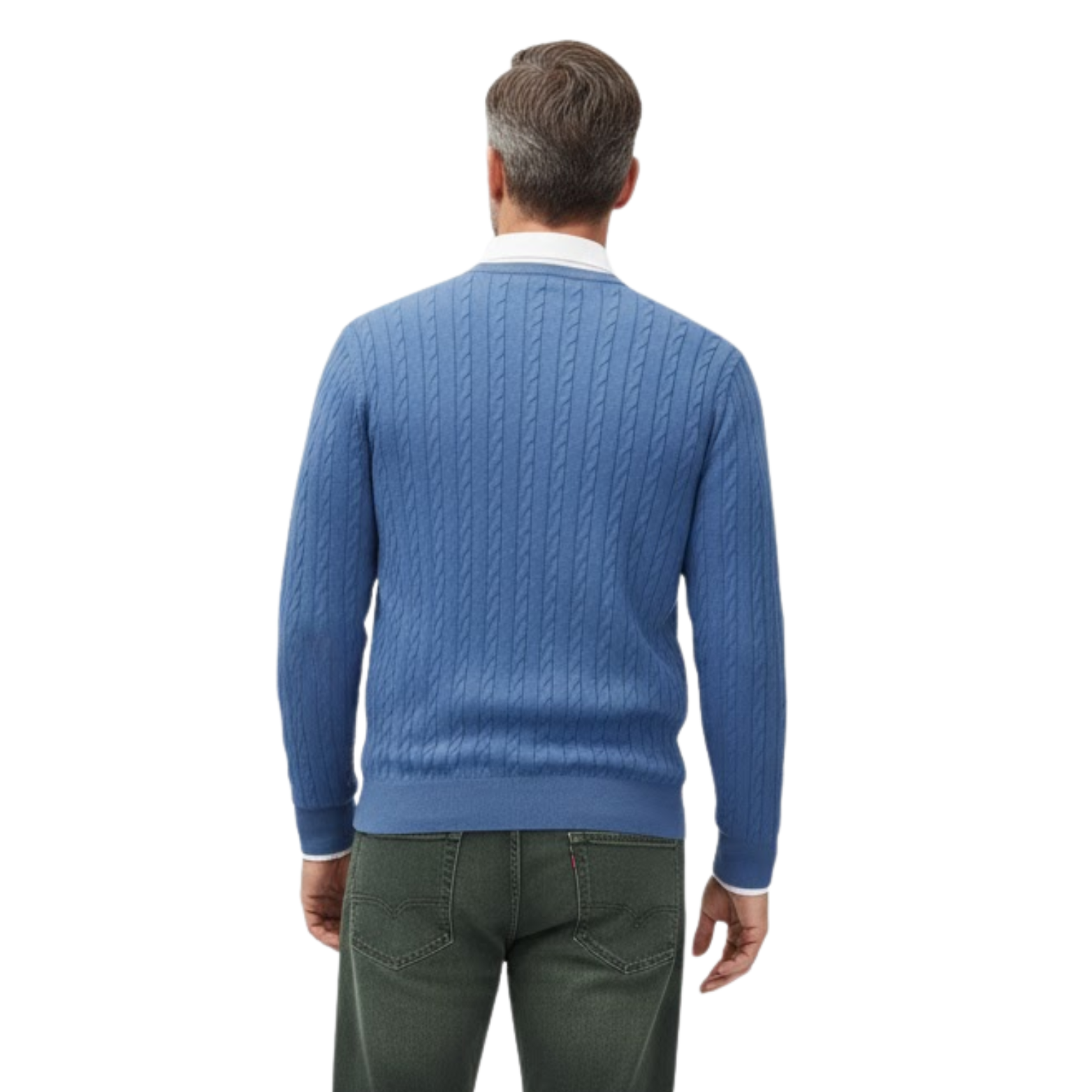 Men's Cable Knit Pullover Sweater Soft Viscose Blend Crew Neck Casual Jumper
