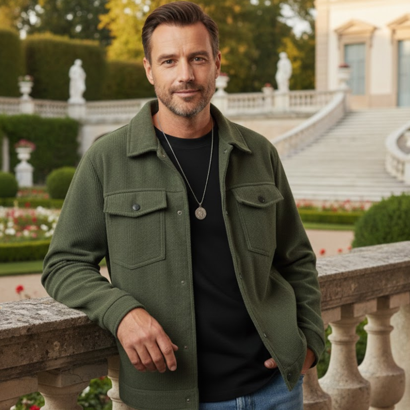 Men's Loose Fit Corduroy Collared Jacket