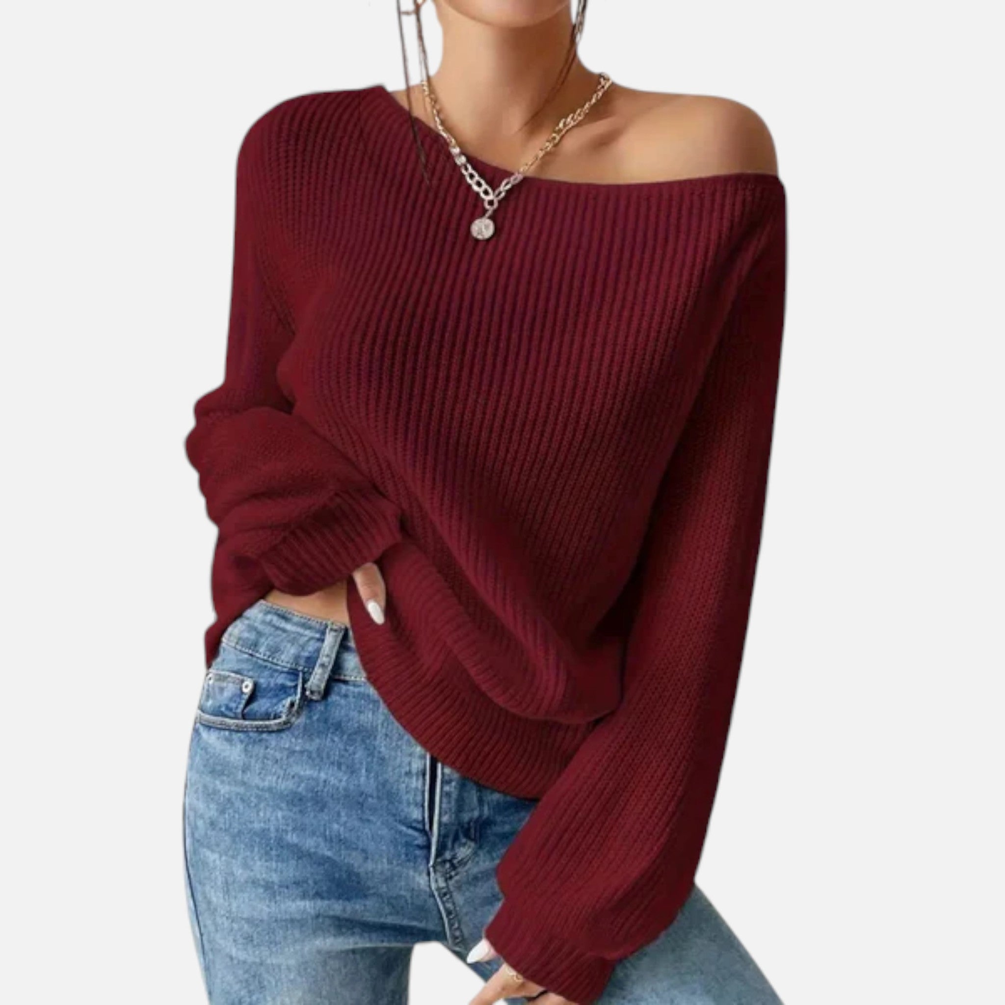 Veroux Mode | Women’s Off-Shoulder Jumper – Soft Knit Elegance