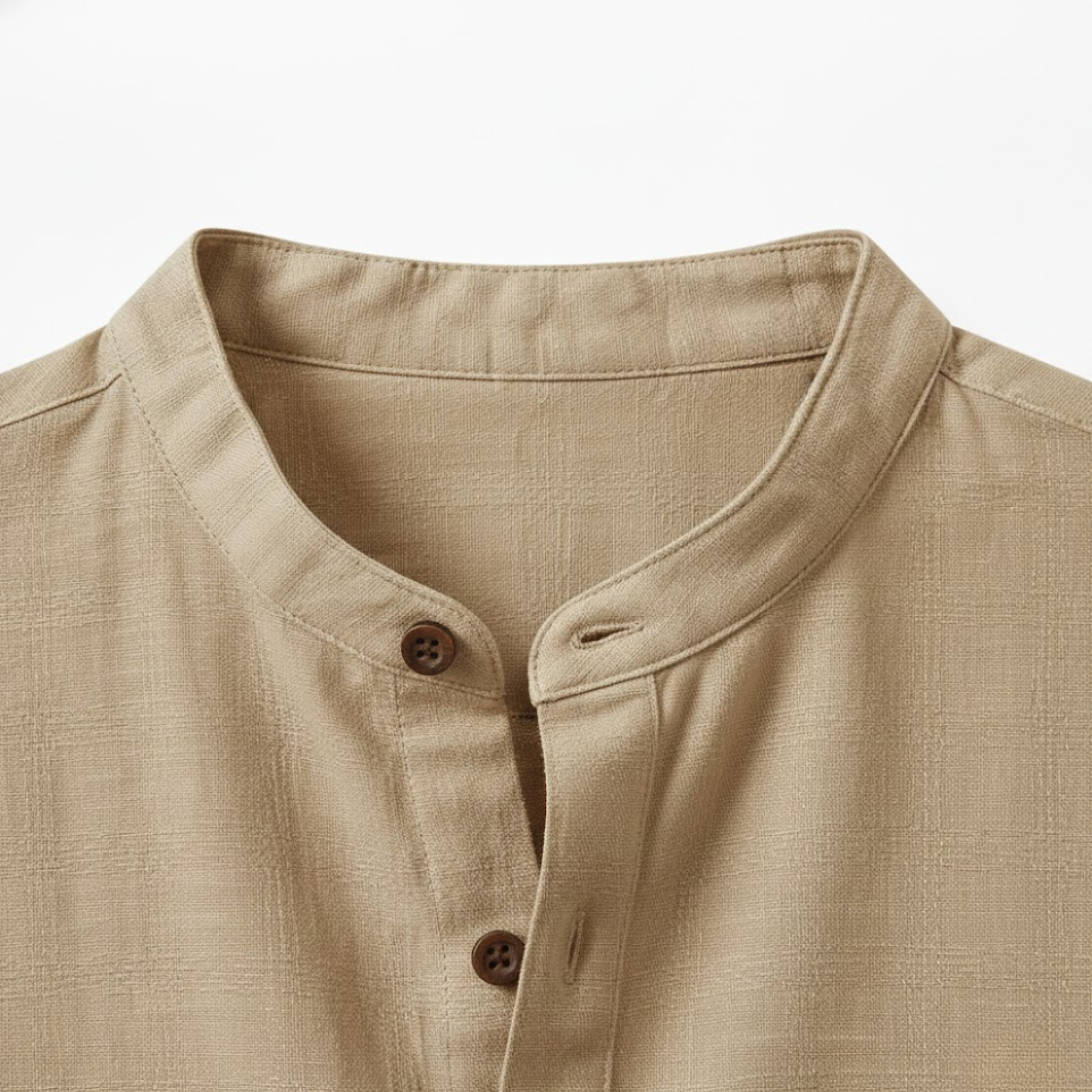 Men's Cotton Linen Henley Shirt Long Sleeve Breathable Casual Beach Button Top