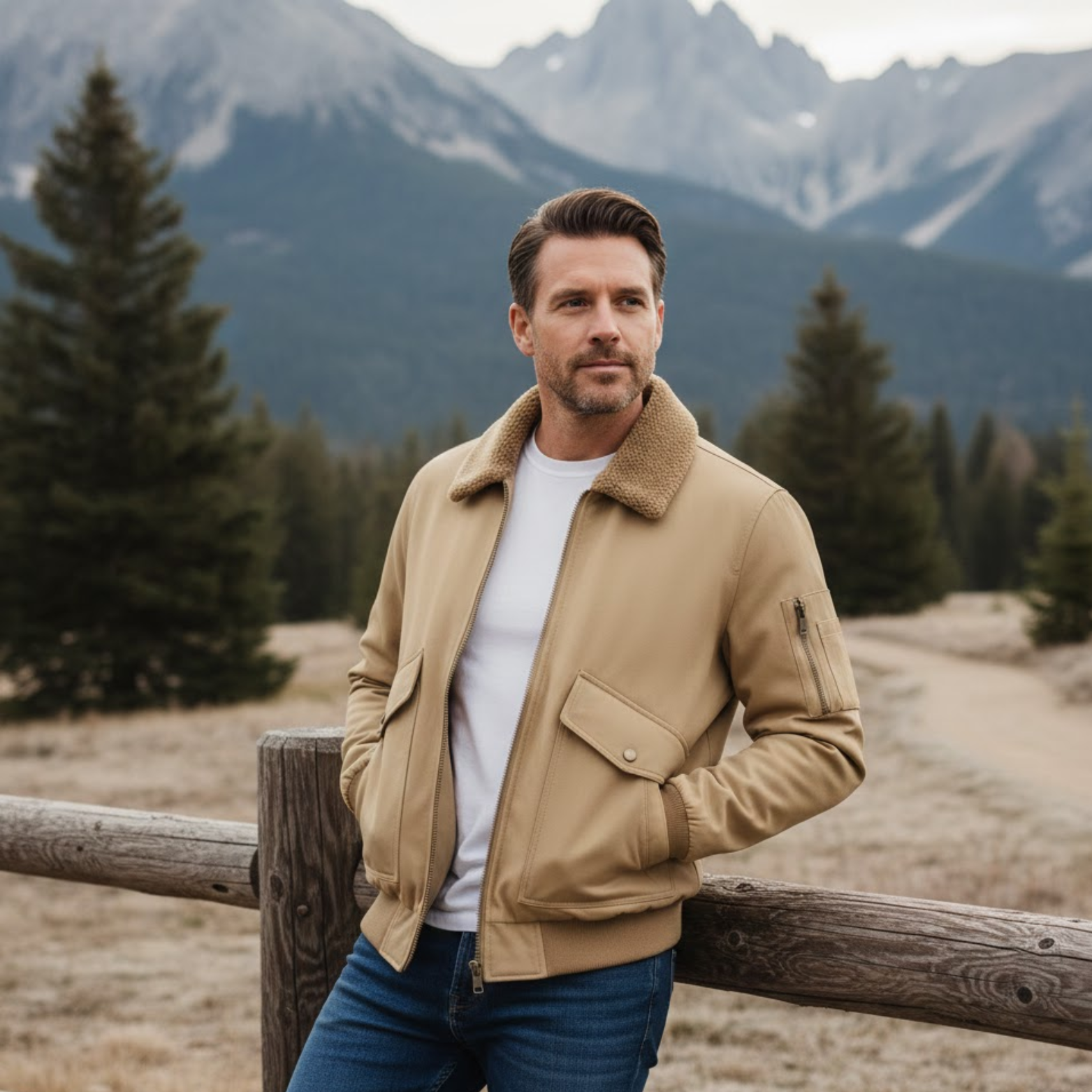 Men's Cotton Bomber Jacket Fleece Lined Loose Fit Casual Zip Up Outerwear Coat