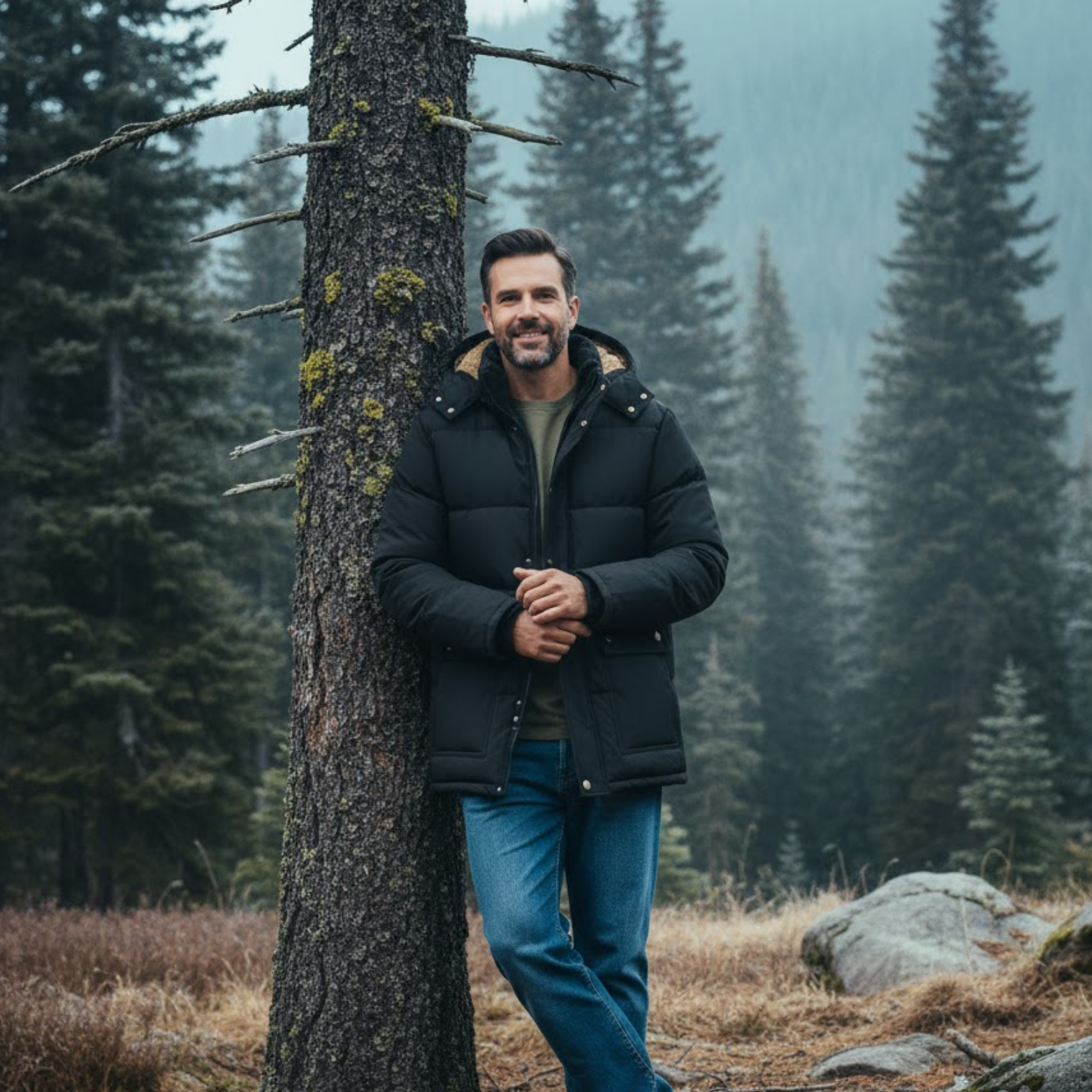 Men Winter Windproof Fleece Warm Thick Jacket Parkas Coat Fashion Hooded Fur Collar