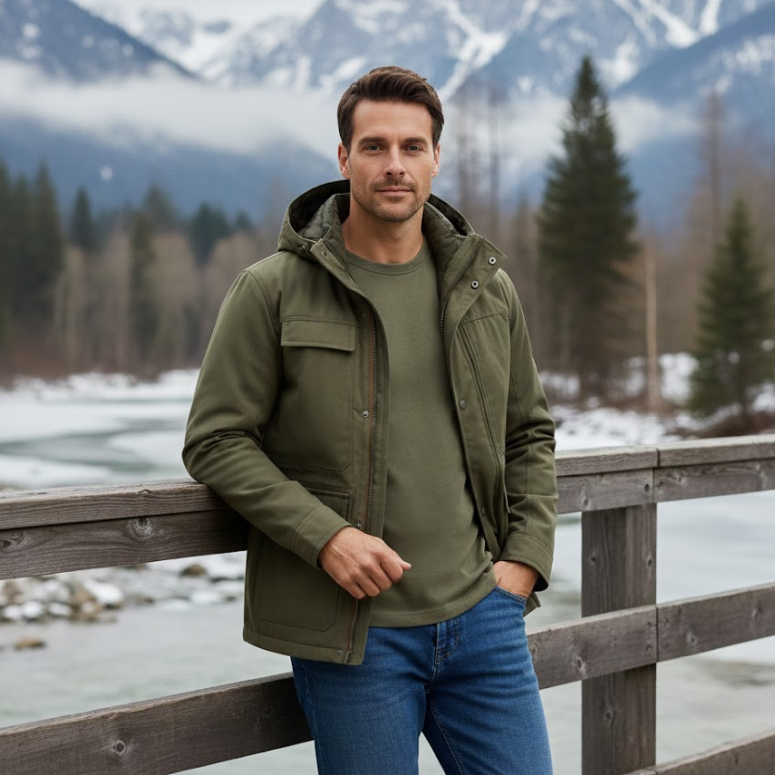 Men's Fleece Lined Cargo Jacket Hooded Winter Tactical Outerwear Thick Warm Coat