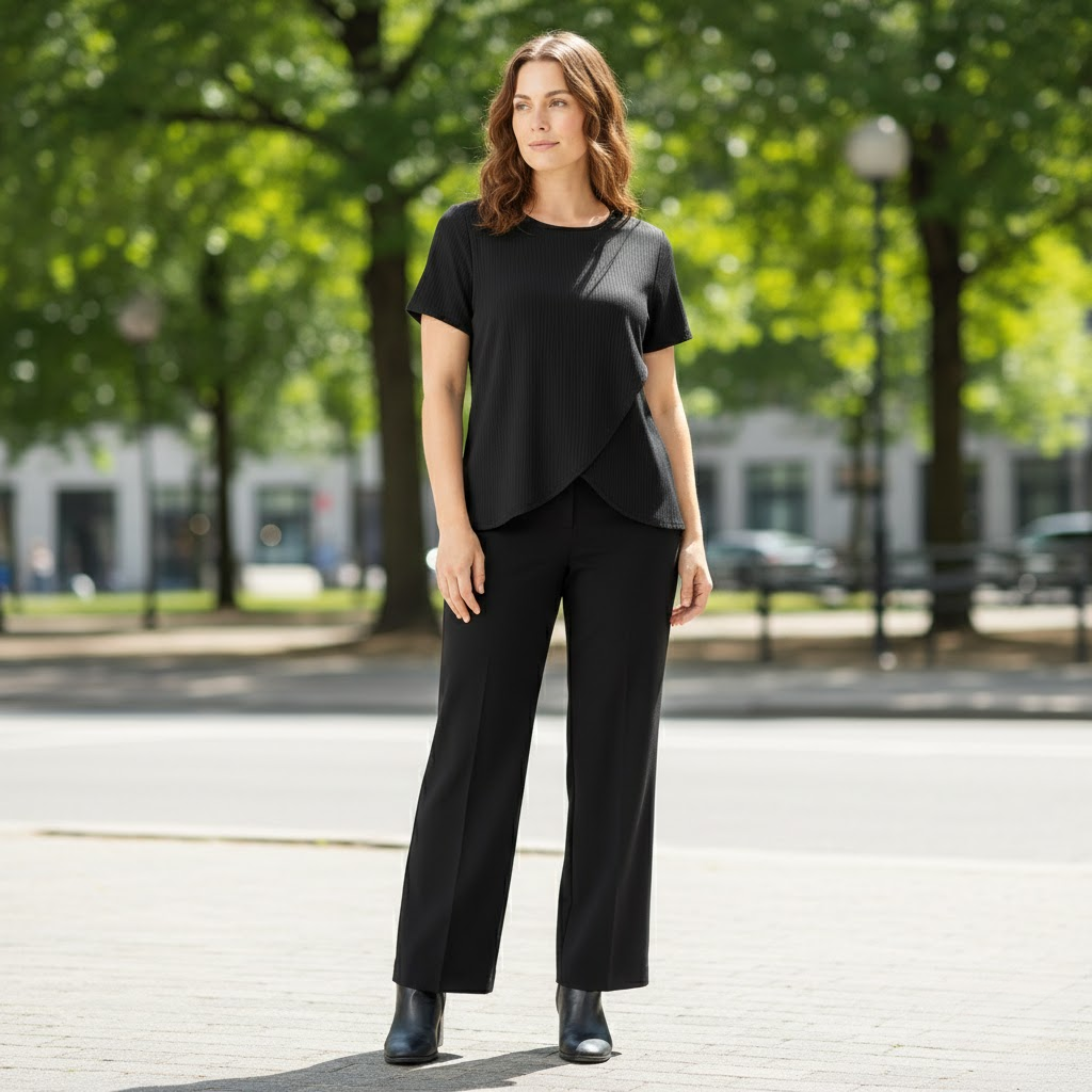 Women's Two Piece Set Irregular Split Top and Wide Leg Trousers Casual Suit