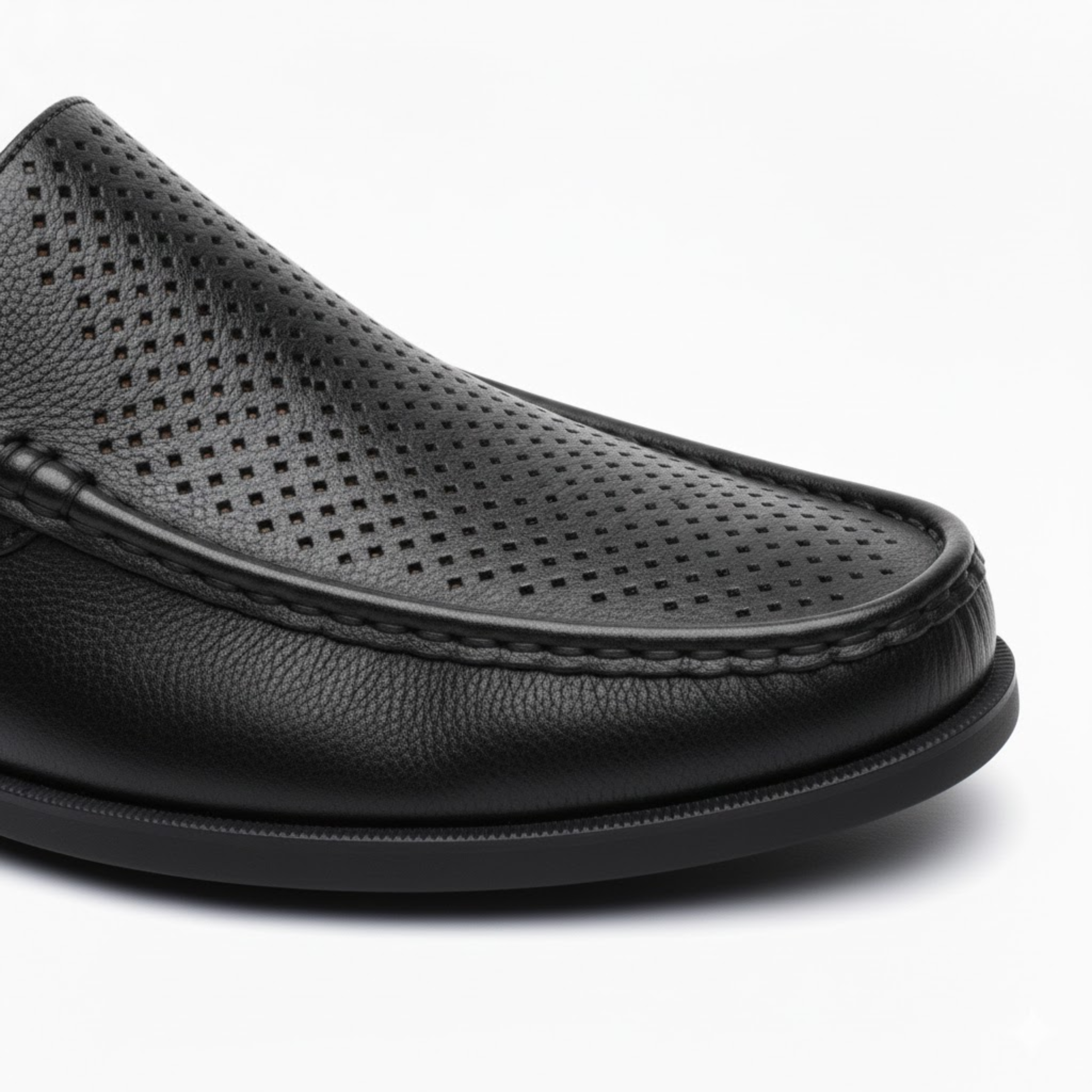 Men's Leather Slip-On Loafers Breathable Perforated Formal Office Wedding Shoes